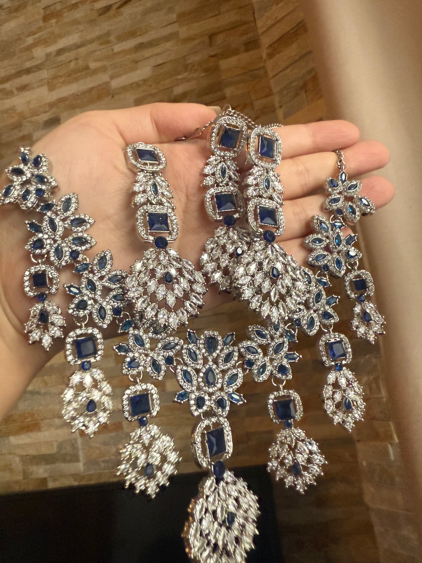 Rasha - AD necklace with earrings and tikka 5 colours available