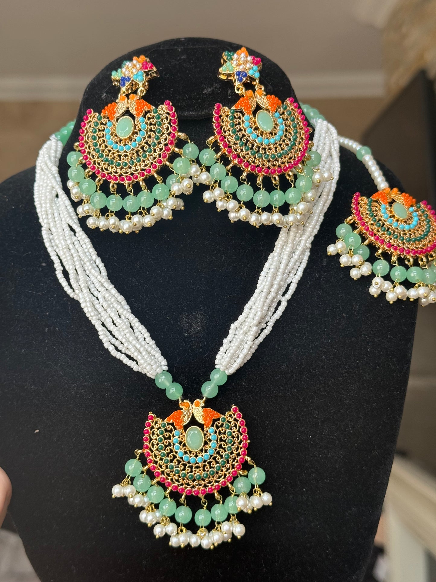 ANSHA - Necklace set with Earrings & Tikka | available in 10 colours