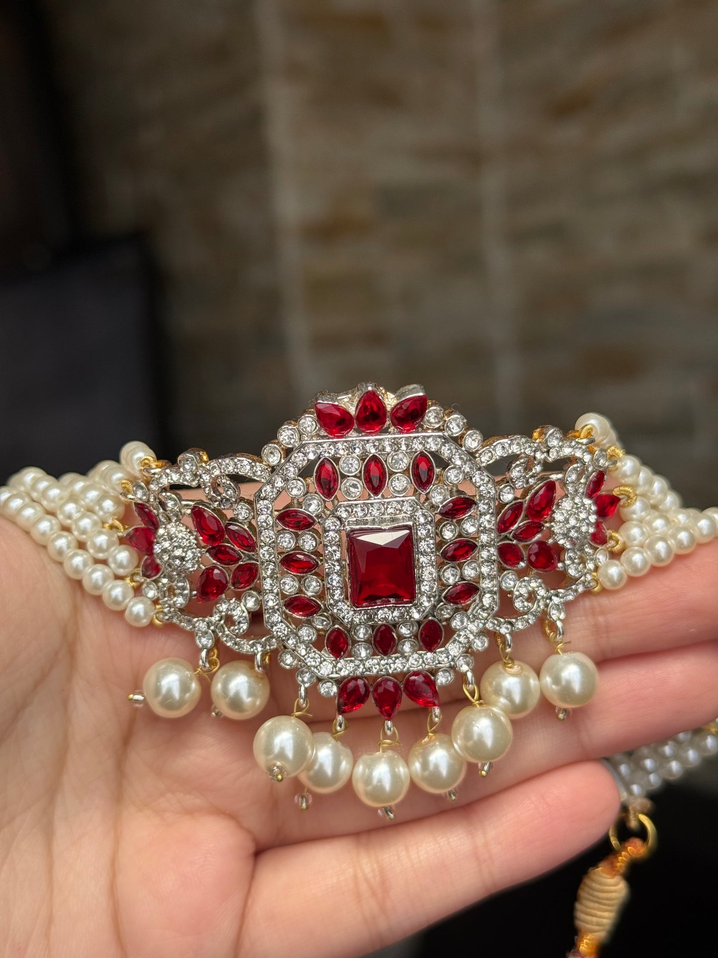 Rania - Choker set with earrings and tikka available in 10 colours