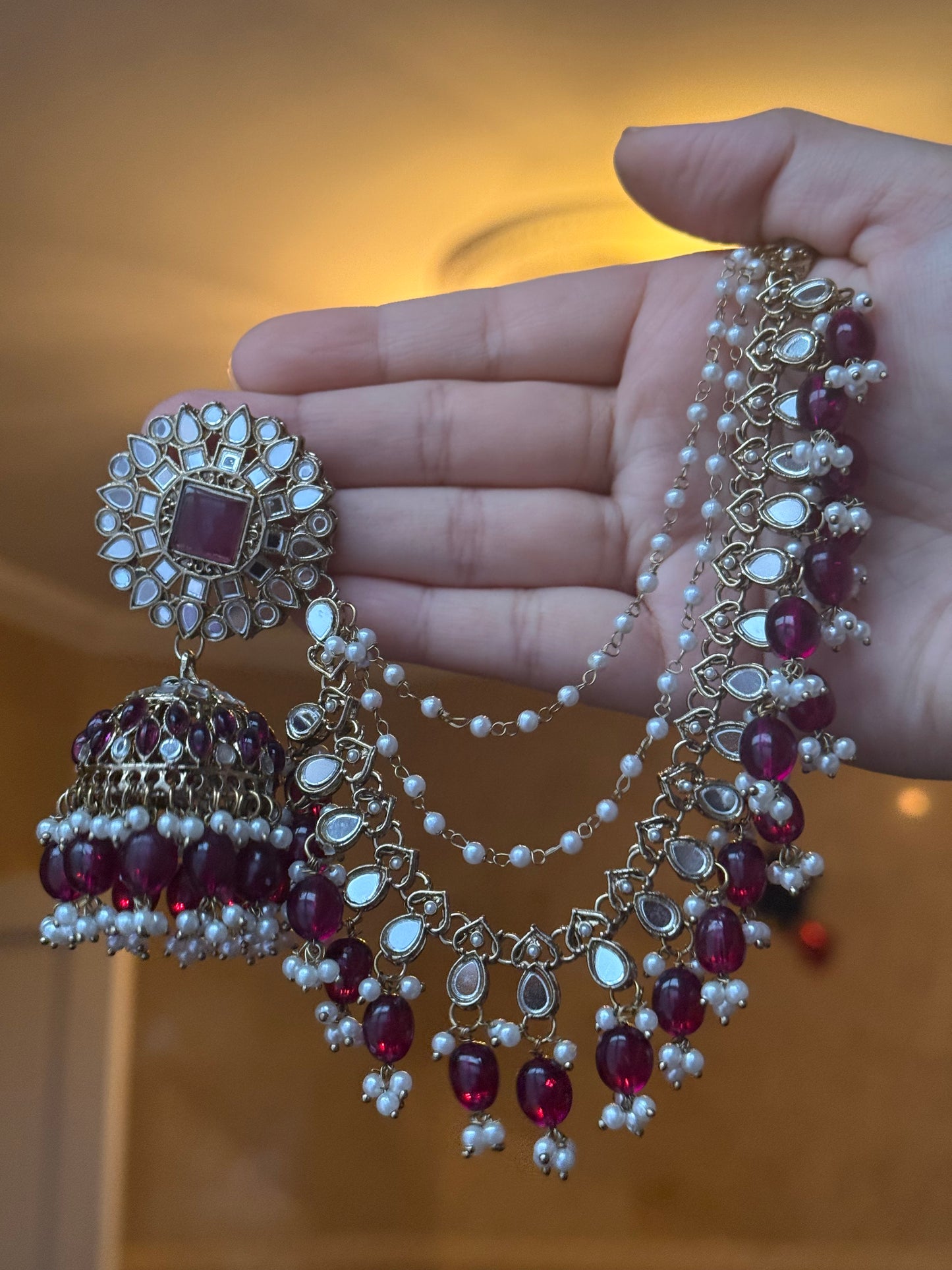 Rani - Bahubali Jhumke with tikka available in 9 colours
