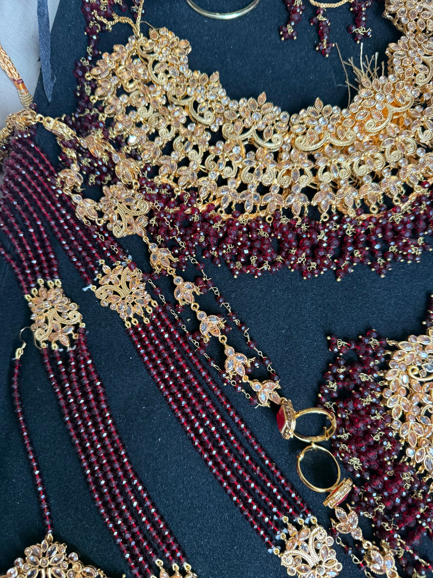 MAYA - Bridal set | includes Necklace with Mala, 2x hand pieces, Jhumar, Jhumke, Tikka and a FREE nose ring | for customisation DM us!
