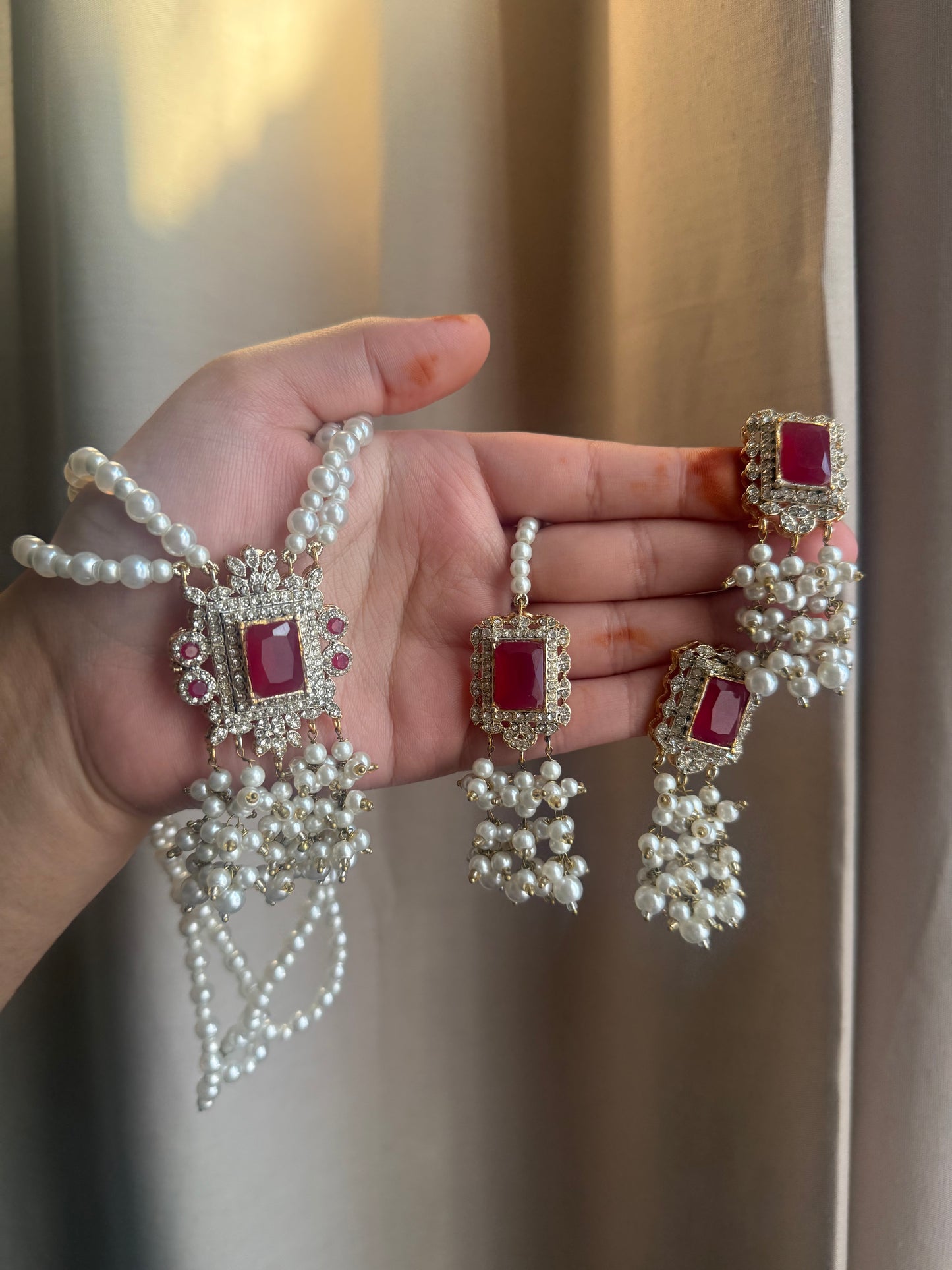 Erum - Mala set with Earrings & Tikka | Colours available