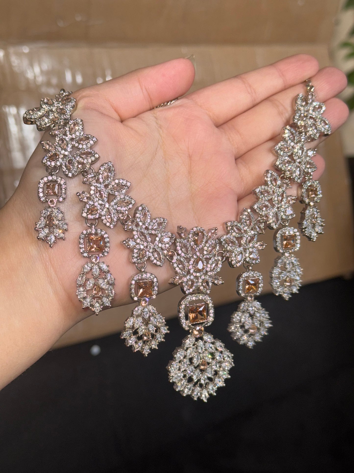Rasha - AD necklace with earrings and tikka 5 colours available