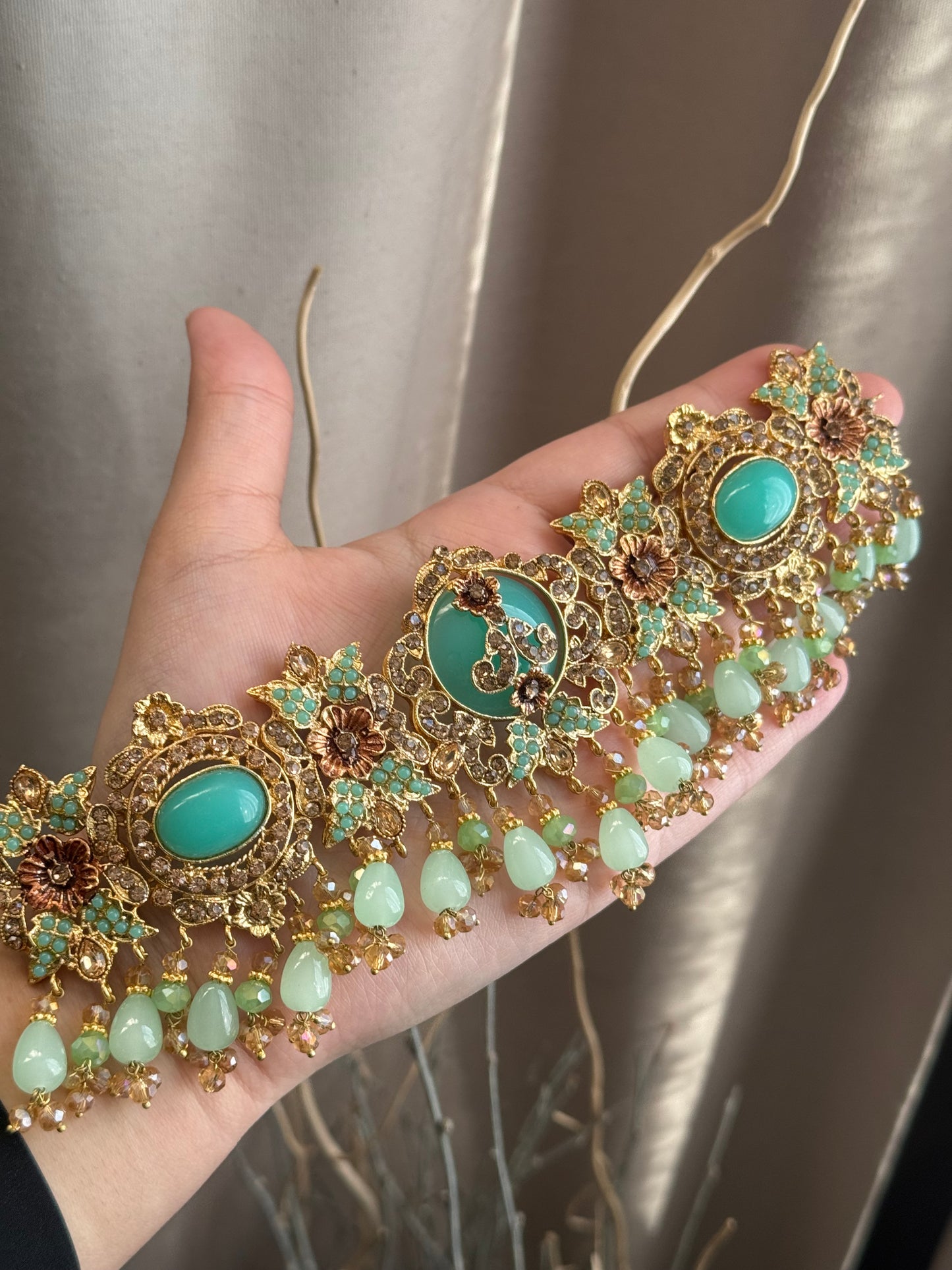 Rubab - Choker with Jhumar jhumke & Tikka | 6 colours available