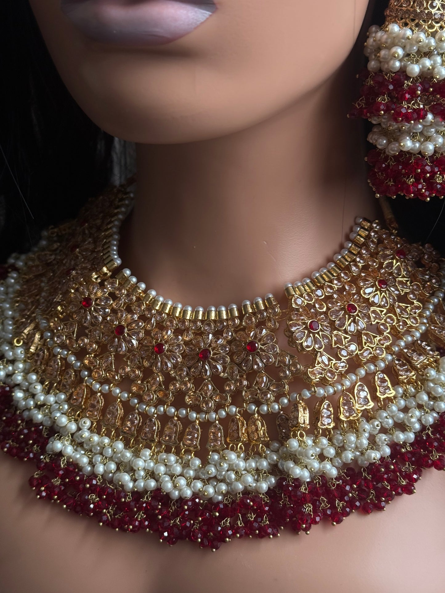 Naina - Heavy bridal set | Necklace with jhumar, jhumke and tikka