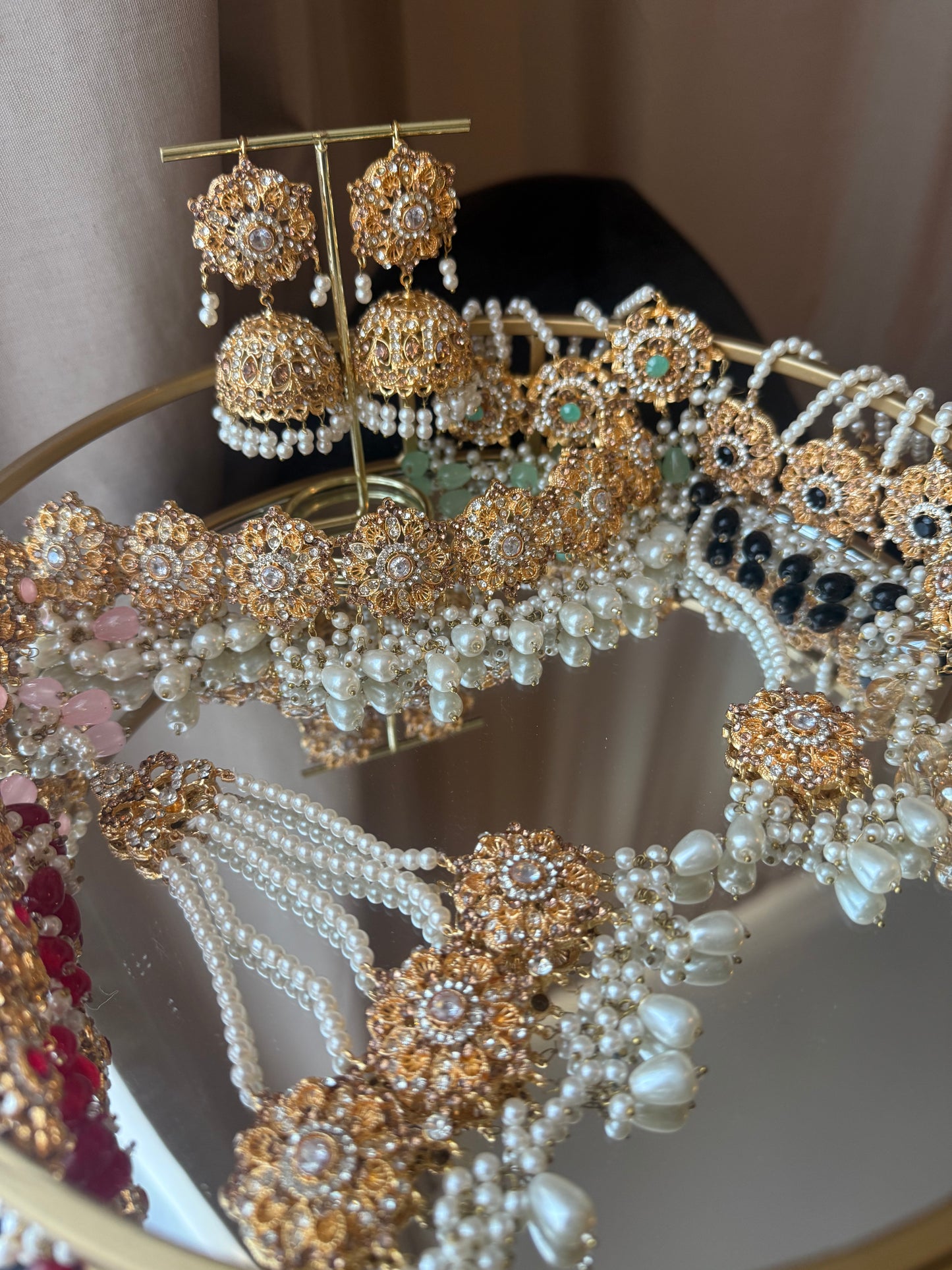 Rakshi - choker with jhumar jhumke & tikka 6 colours available