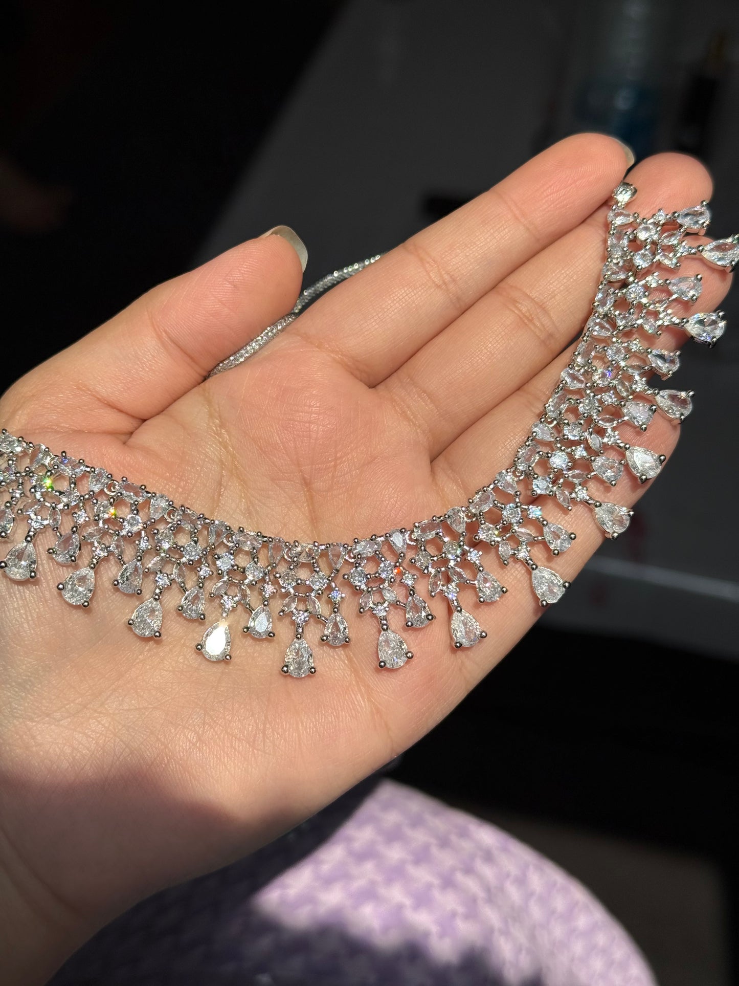 Hira - AD necklace with earrings available in 7 colours