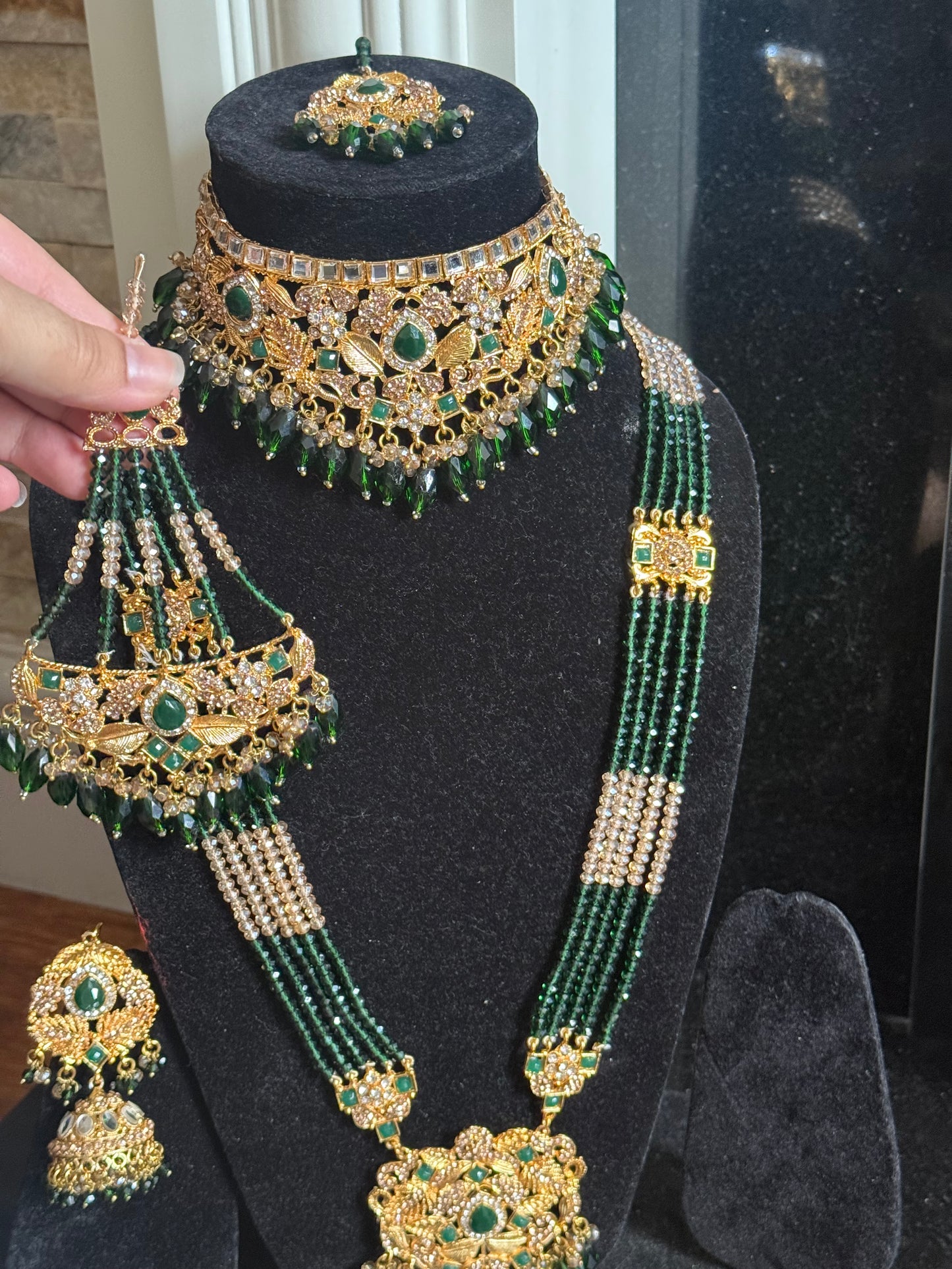 Harnoor - Mala set with choker, jhumar, jhumke and tikka available in 6 colours
