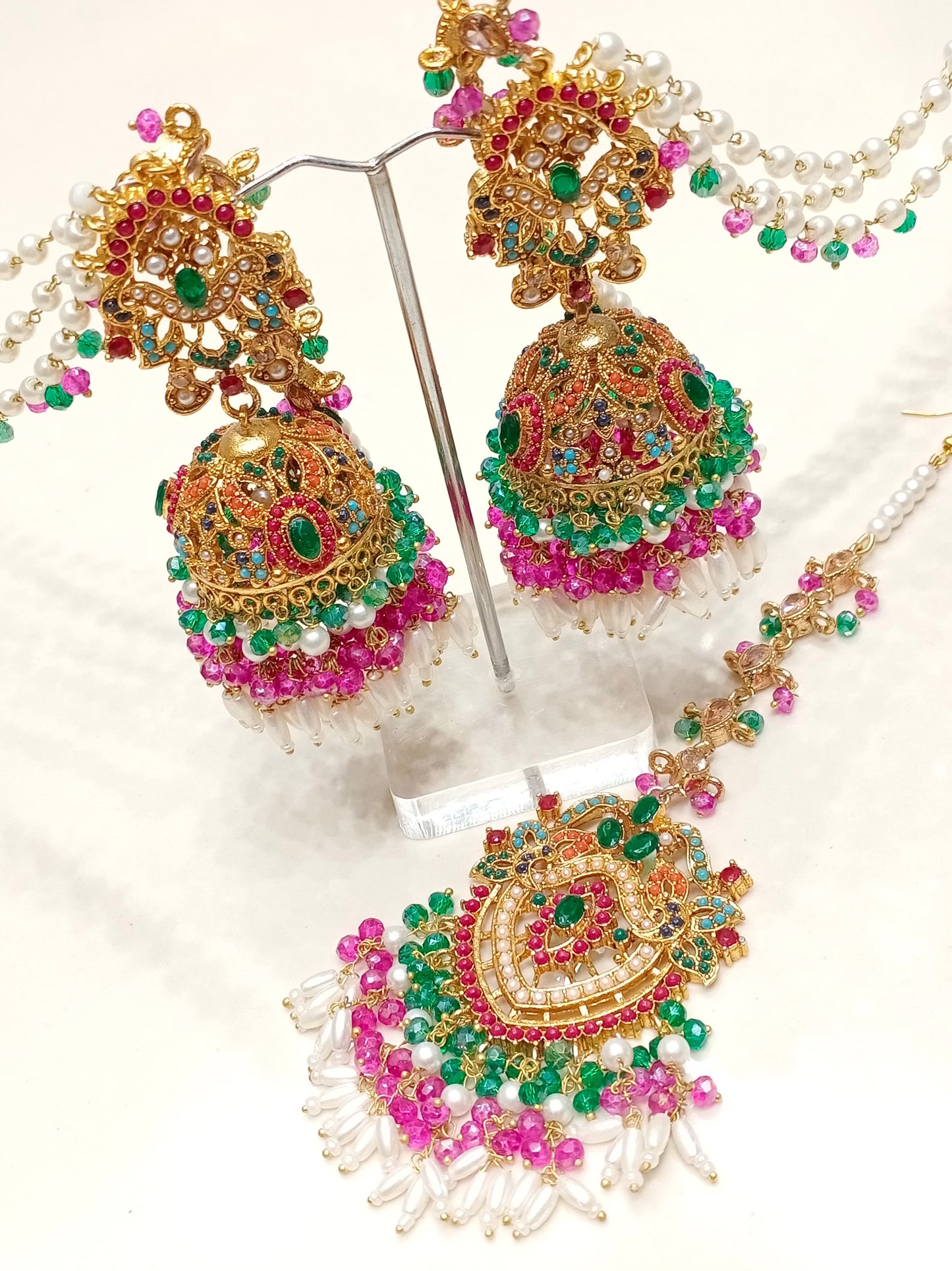 Aqsa - Jhumke Tikka set 8 colours available
