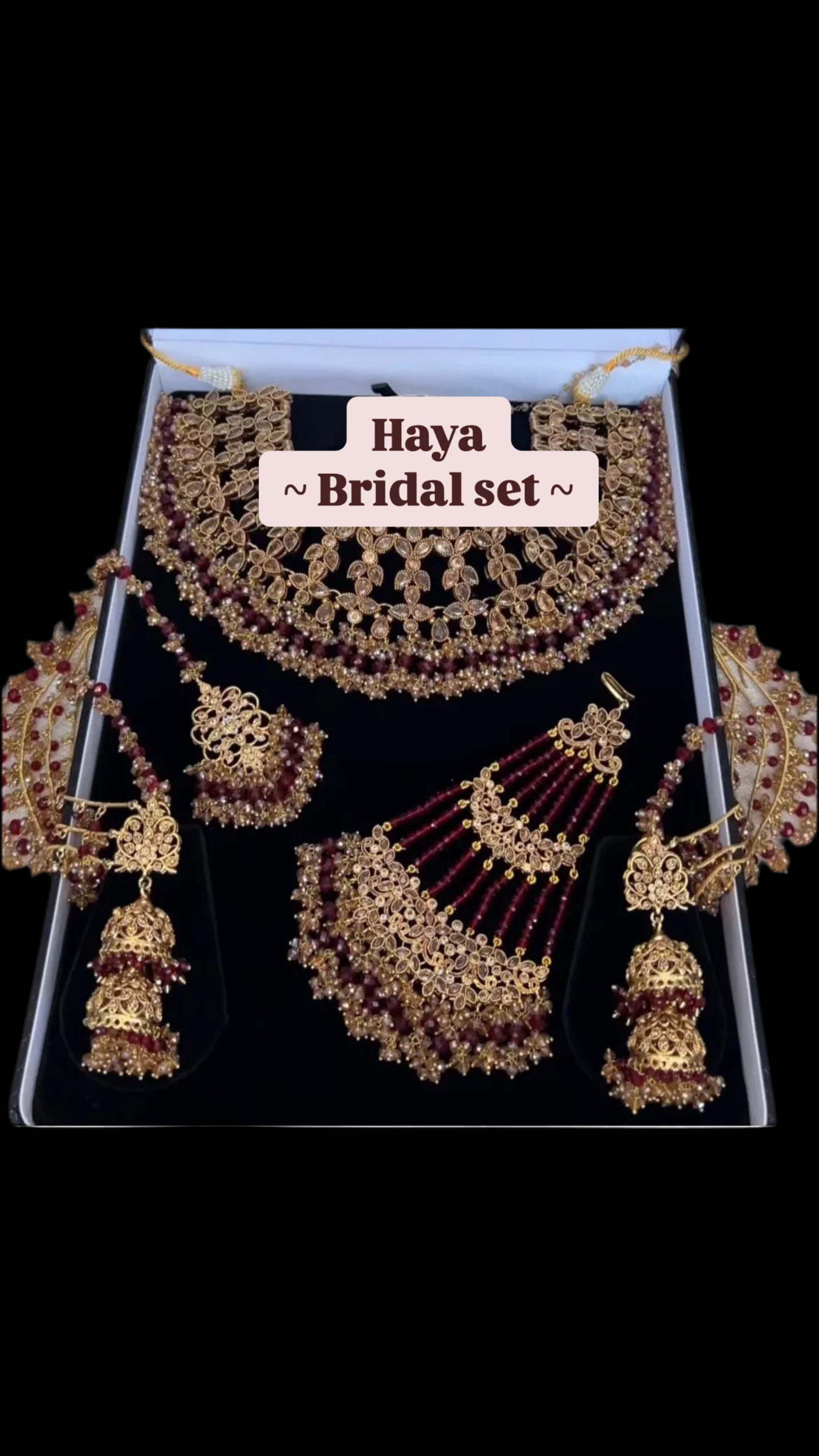 Haya Heavy Bridal set Necklace with jhumar, jhumke and tikka