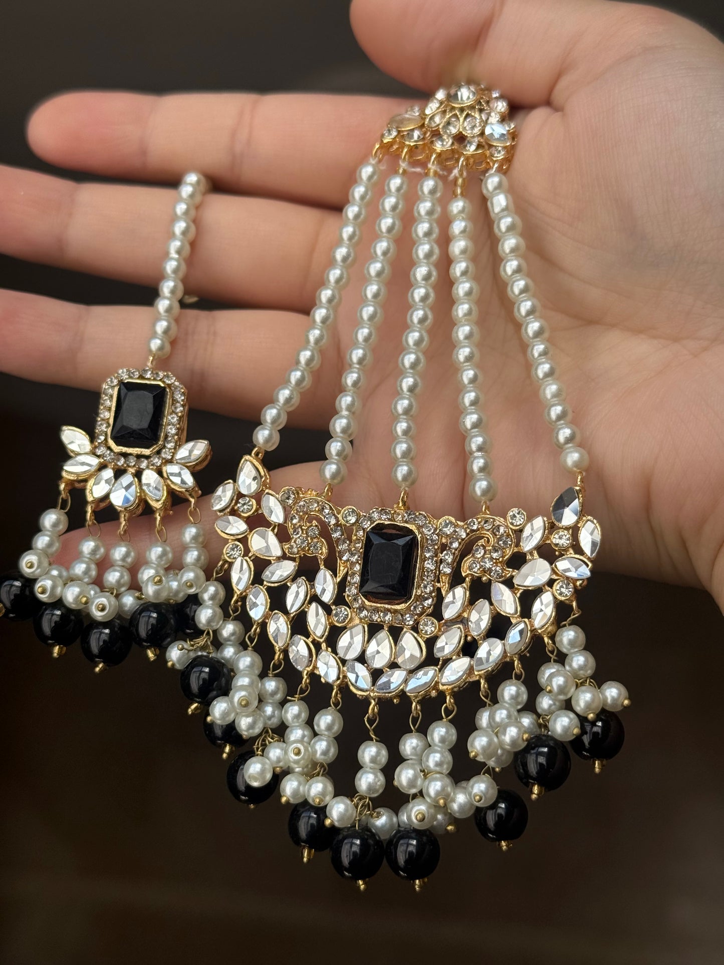 Ruksar - 4 pieces choker set with jhumar, earrings and tikka available in 9 colours