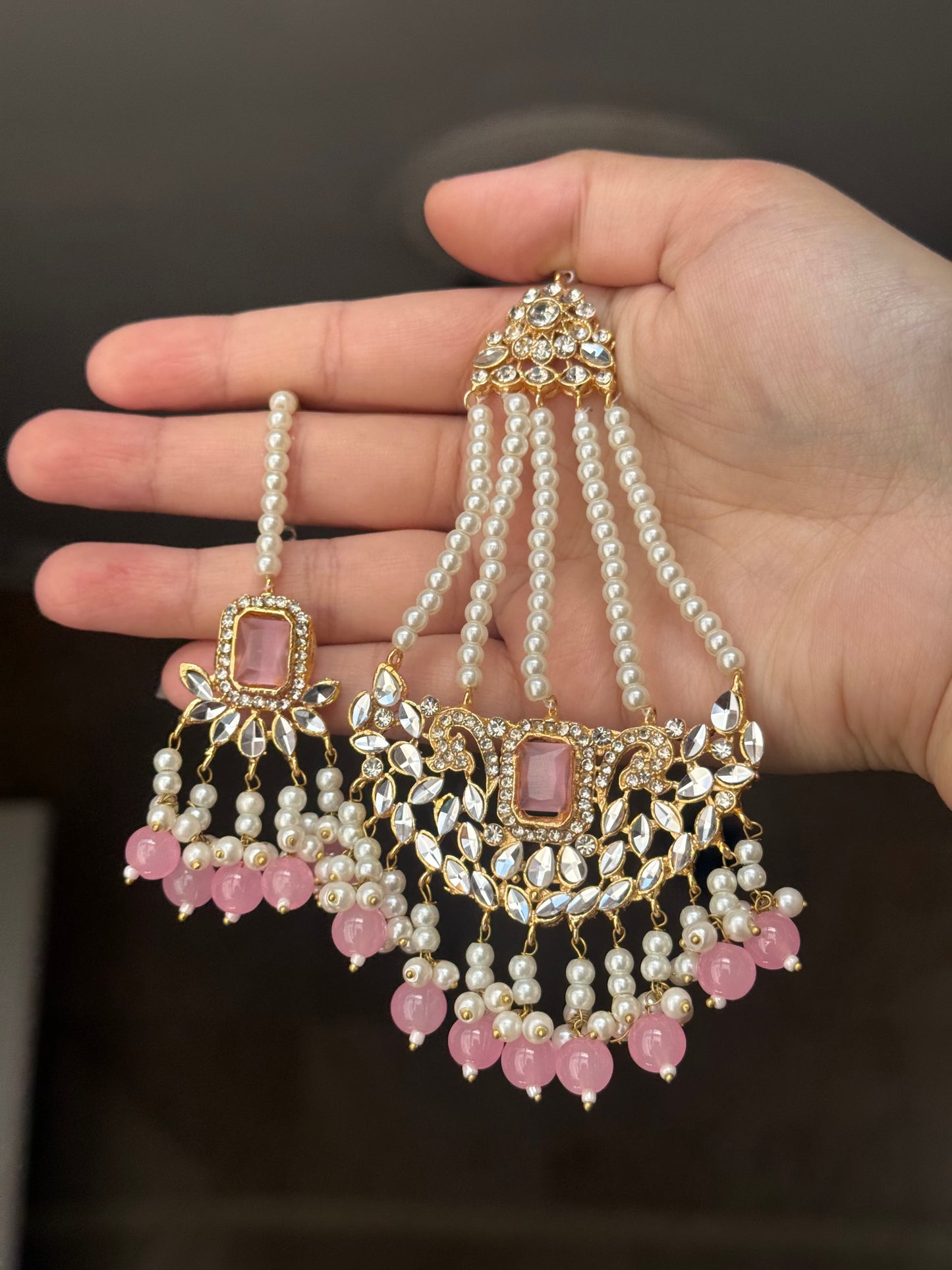Ruksar - 4 pieces choker set with jhumar, earrings and tikka available in 9 colours