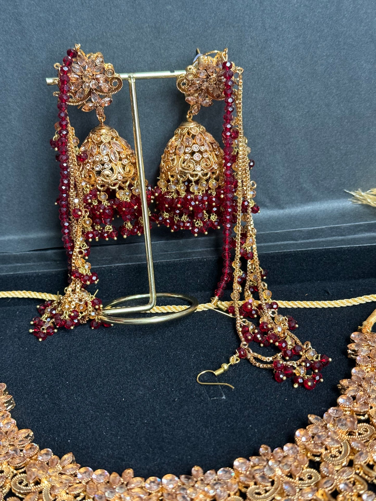 ALISHAY - Bridal set | includes Necklace with jhumar, jhumke, tikka and nose ring.