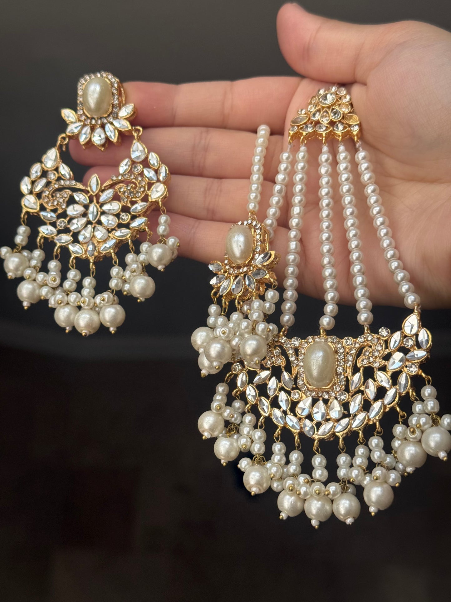 Ruksar - 4 pieces choker set with jhumar, earrings and tikka available in 9 colours