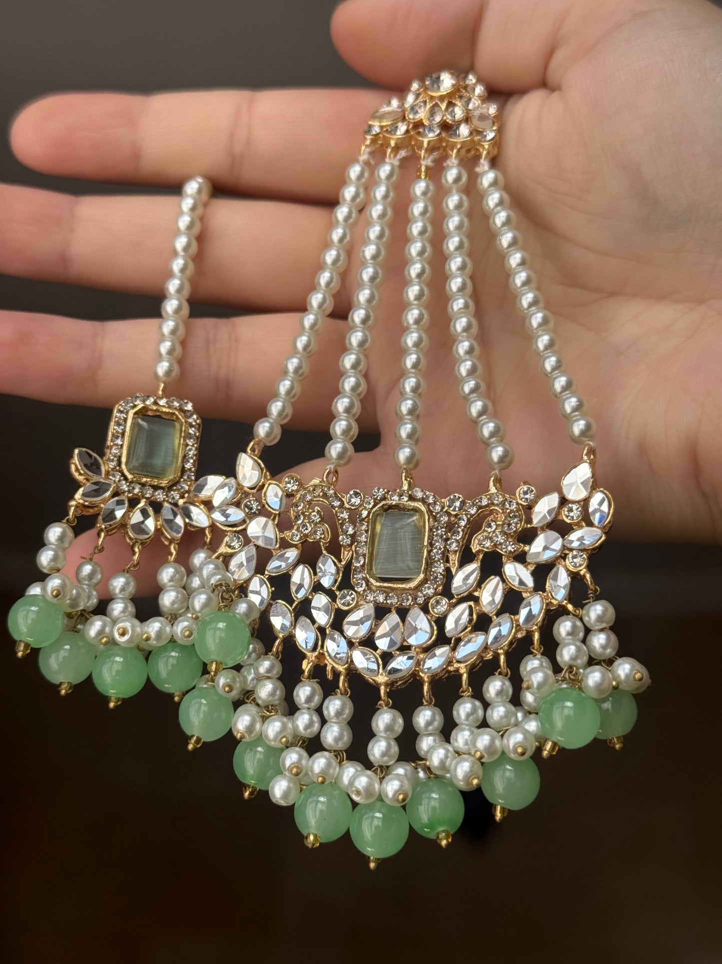 Ruksar - 4 pieces choker set with jhumar, earrings and tikka available in 9 colours