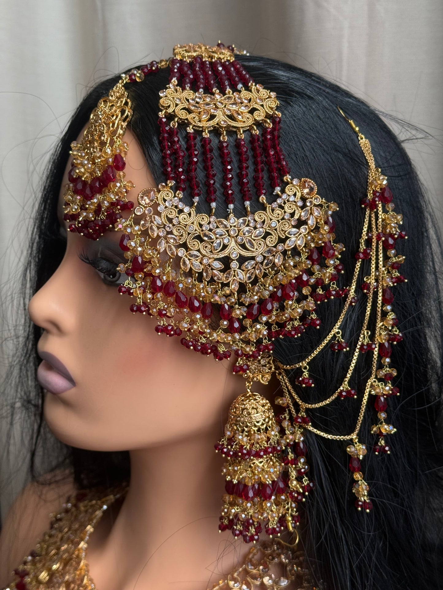 Haya - Heavy Bridal set | Necklace with jhumar, jhumke and tikka