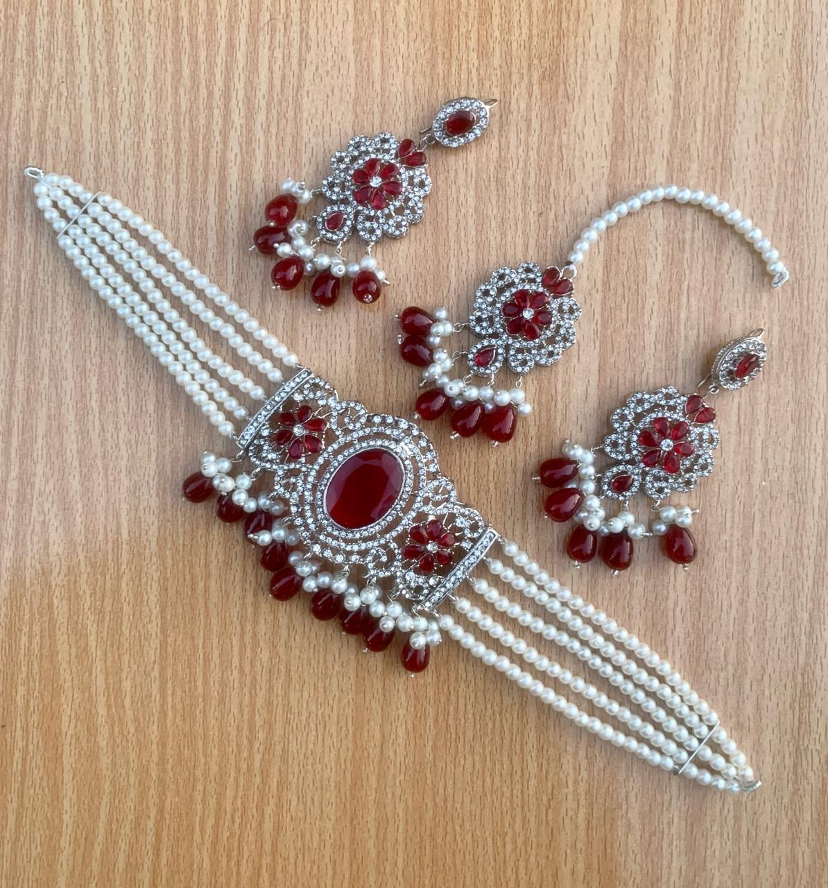 Hala - Silver base Choker set 10 Colours available