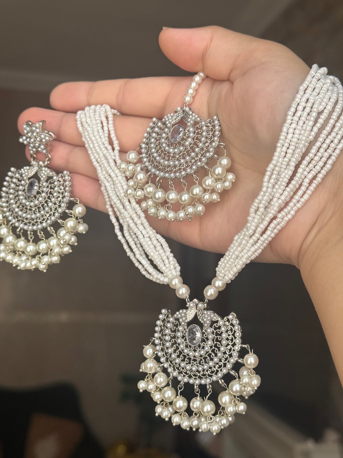 ANSHA - Necklace set with Earrings & Tikka | available in 10 colours