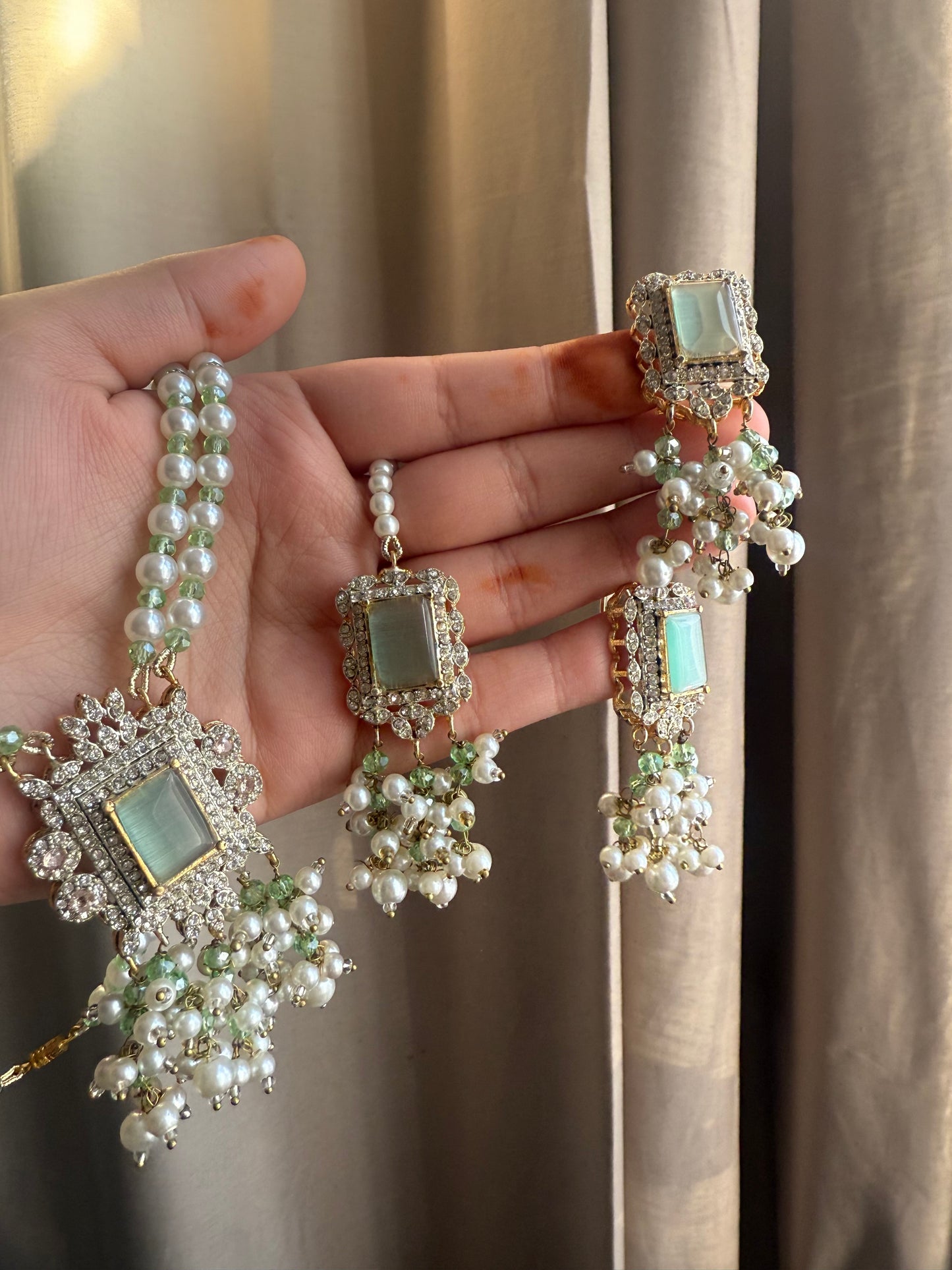 Erum - Mala set with Earrings & Tikka | Colours available