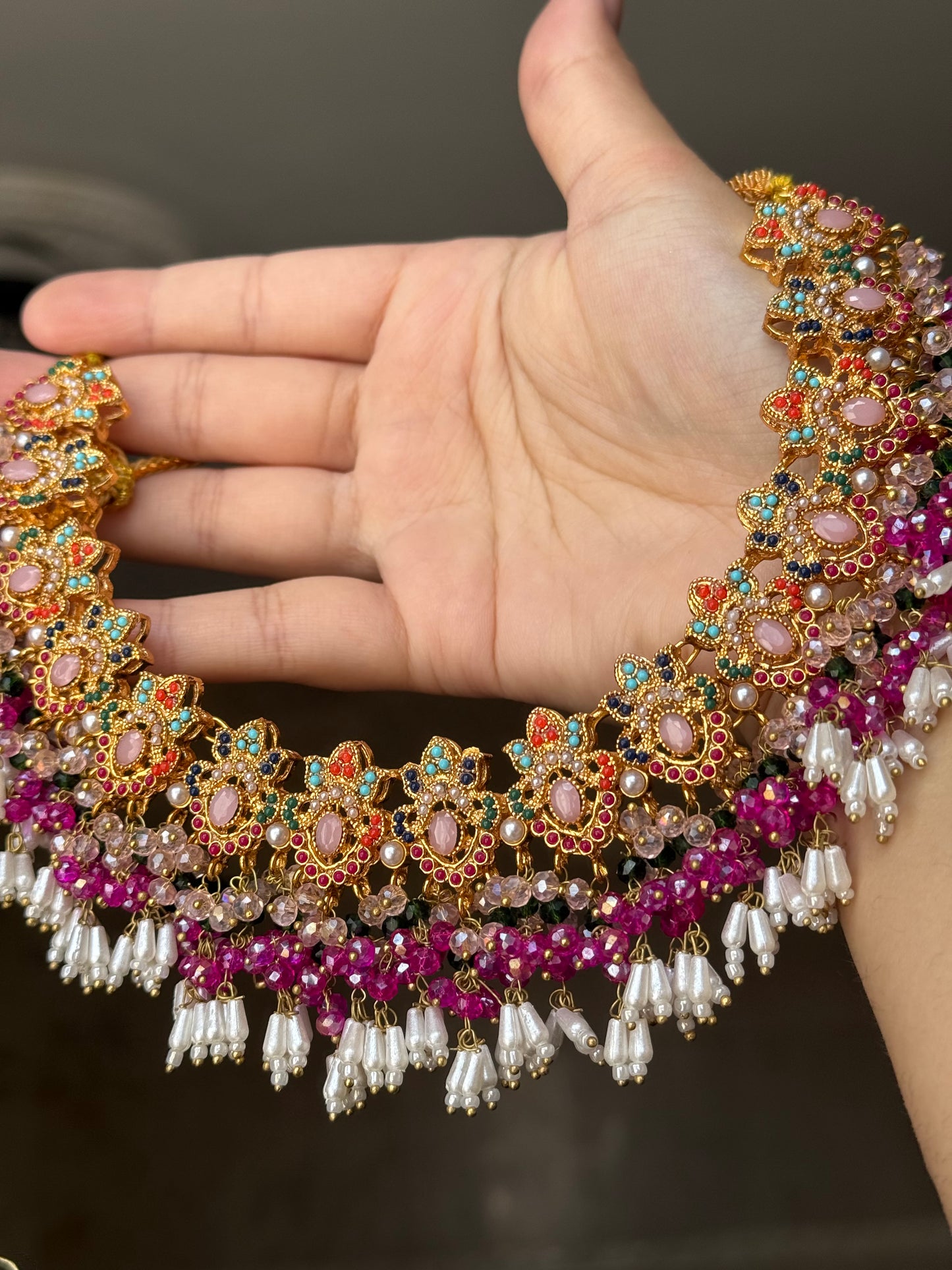 Neeti - Necklace with sahara earrings and tikka | 8 colours available