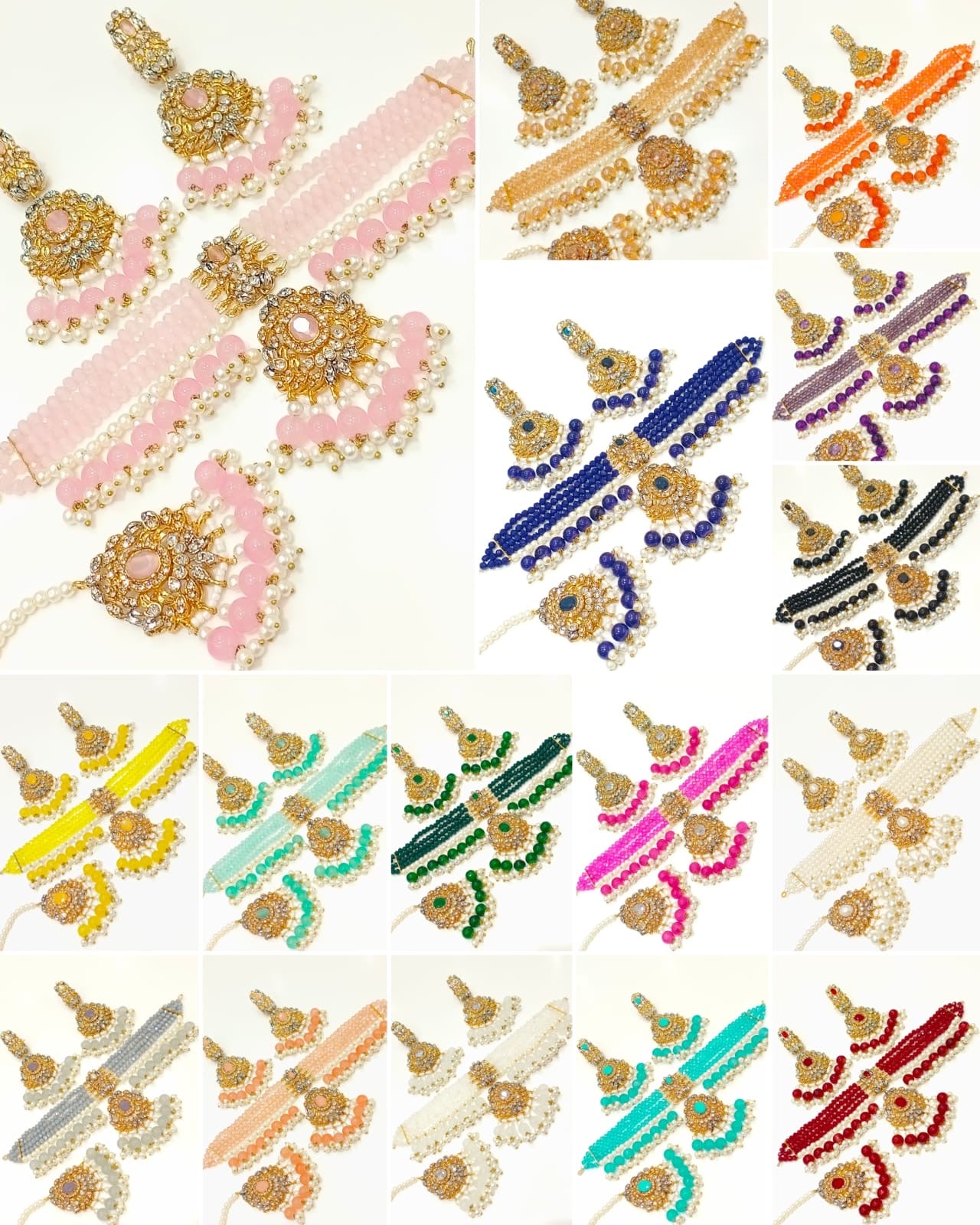FAJAR - Choker set with earrings and tikka | available in 15 colours