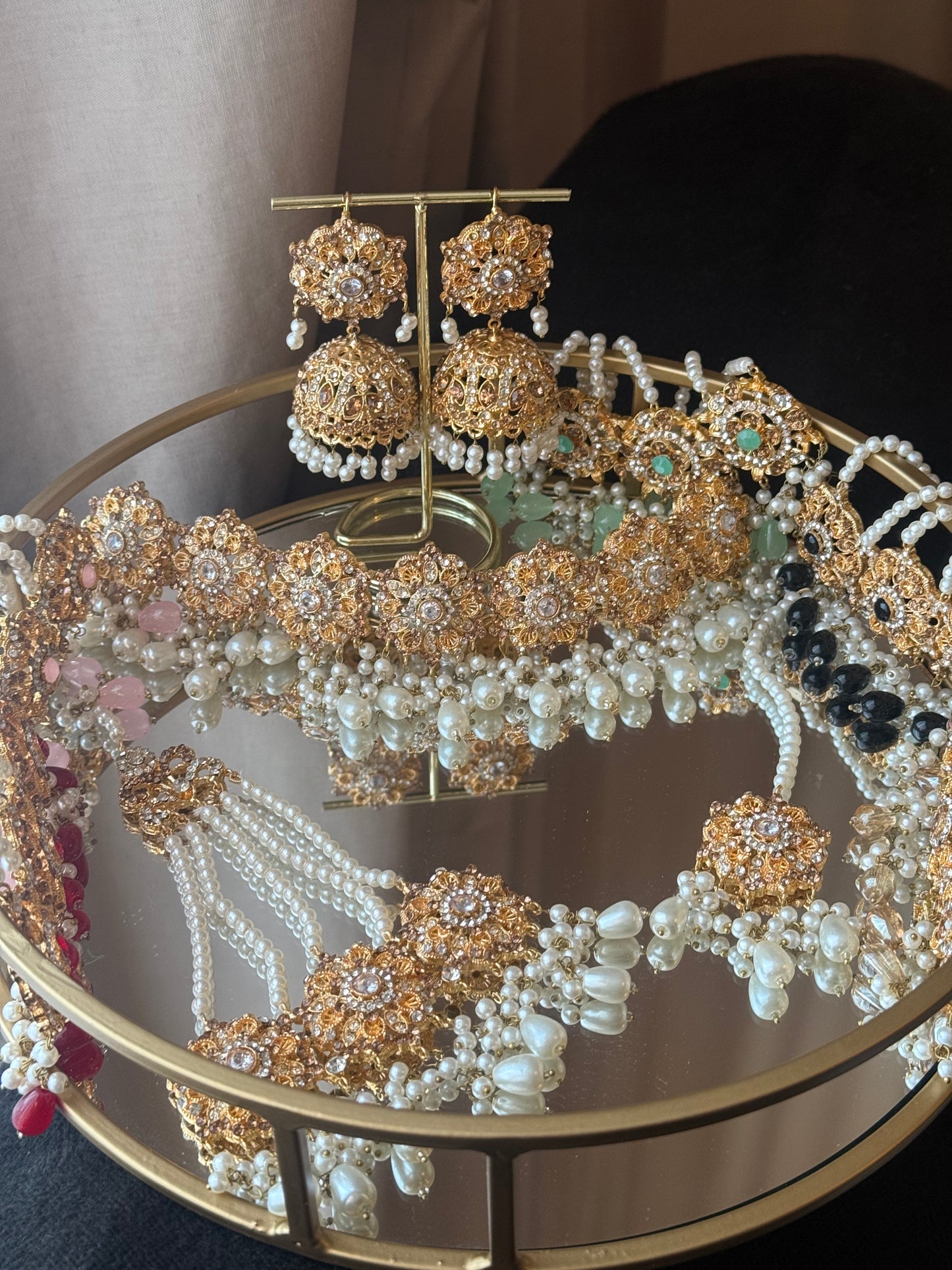 Rakshi - choker with jhumar jhumke & tikka 6 colours available