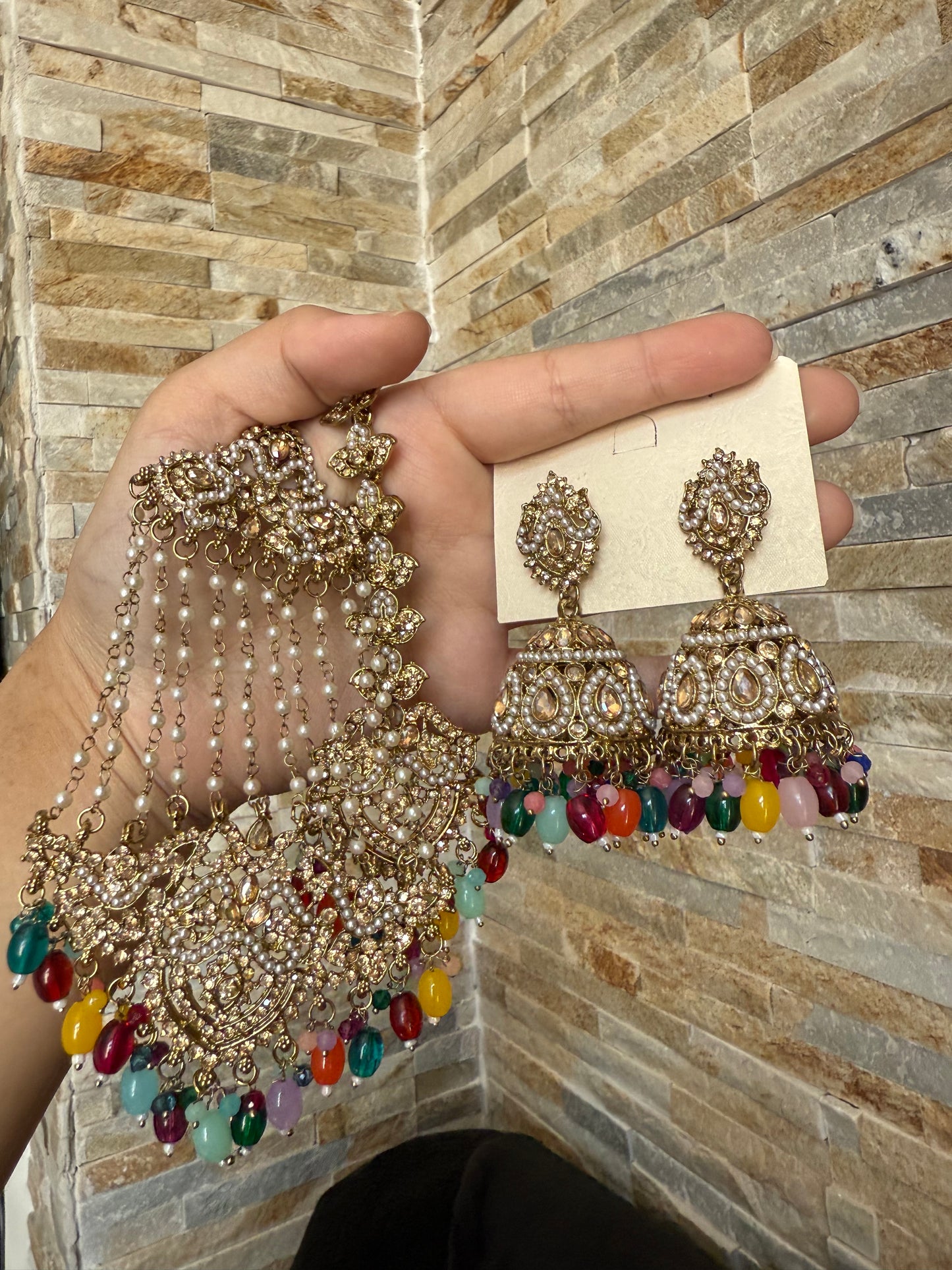 Kaneez - Jhumar, Jhumke and Tikka set | available in 9 colours