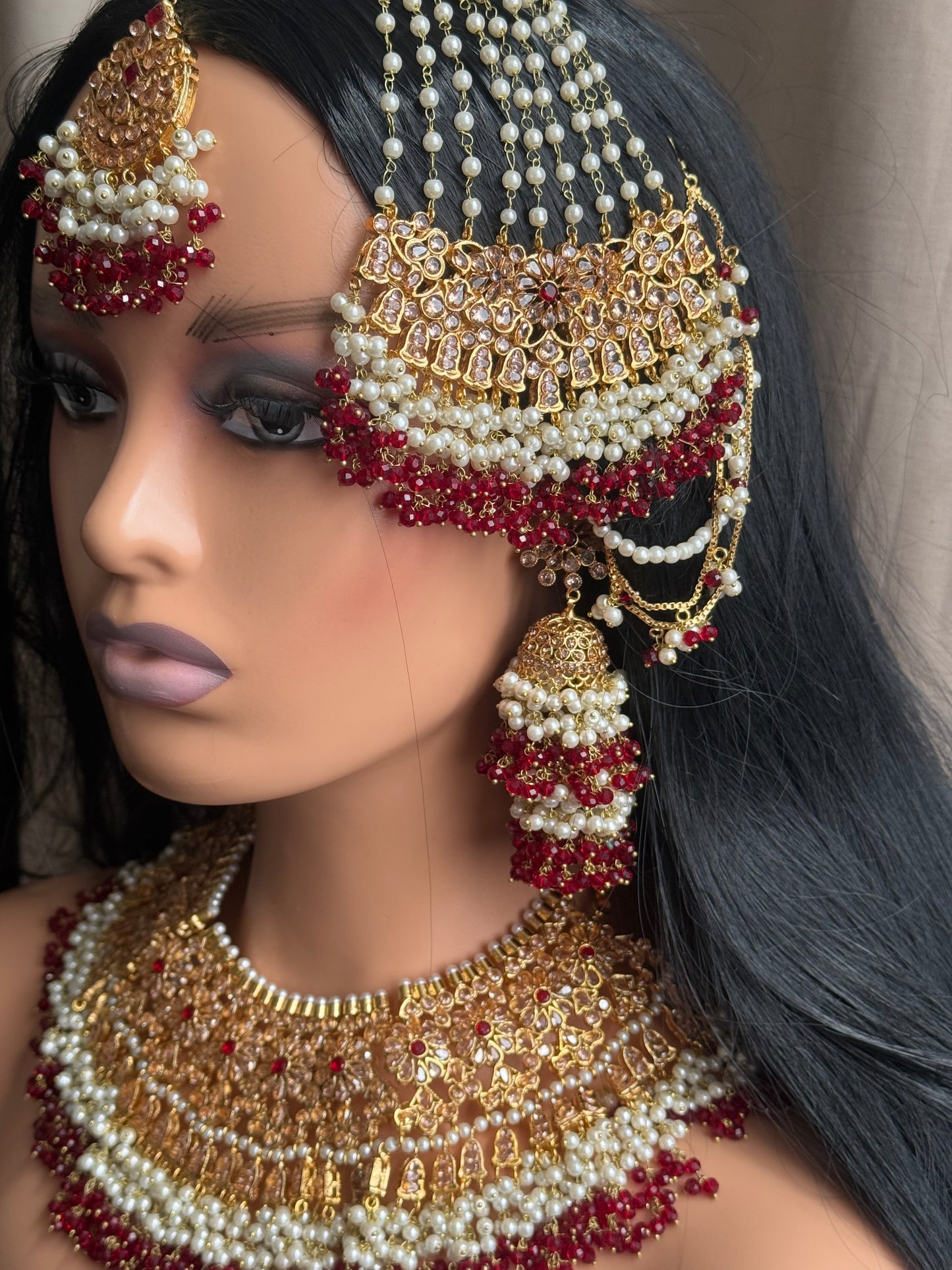 Naina - Heavy bridal set | Necklace with jhumar, jhumke and tikka