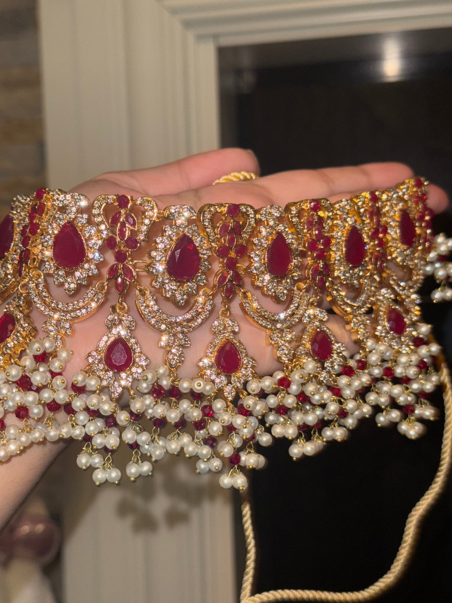 ANUSHAY - Bridal set | includes Necklace with jhumar, earrings and tikka | available in 4 colours