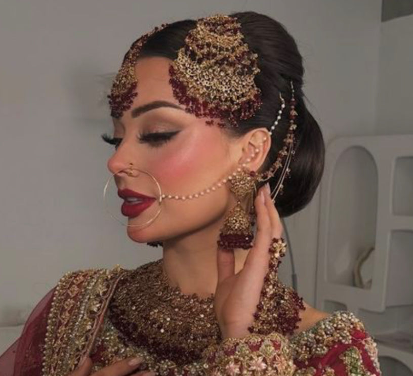 ALISHAY - Bridal set | includes Necklace with jhumar, jhumke, tikka and nose ring.
