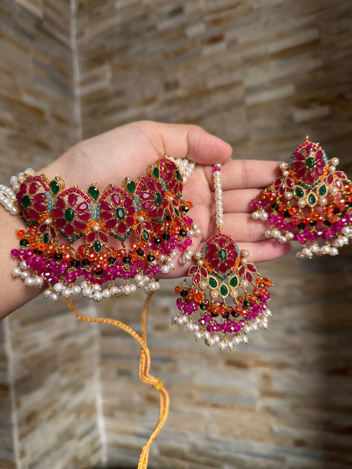 MARJAAN - Choker set with Earrings & Tikka | available in 10 colours