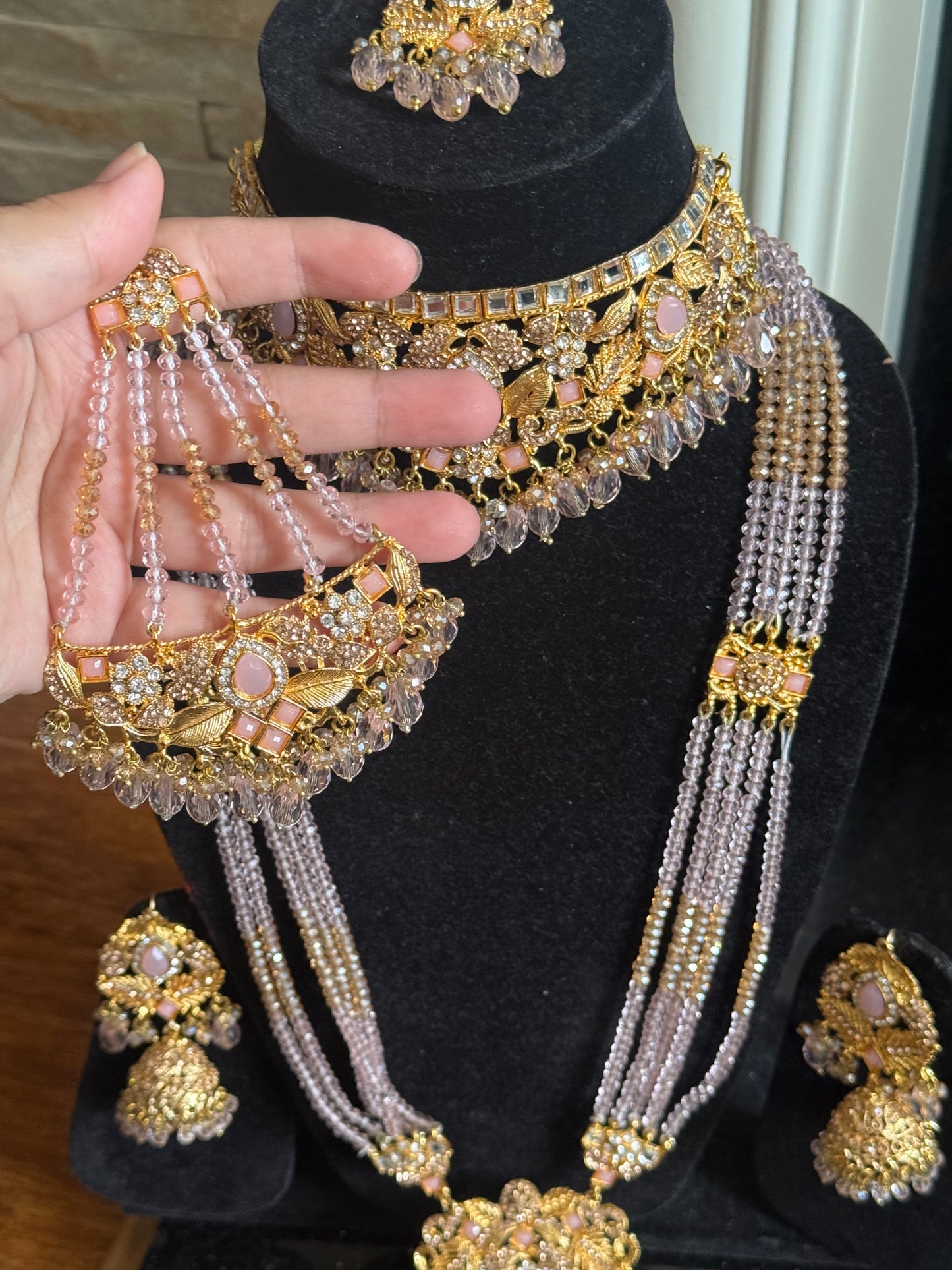 Harnoor - Mala set with choker, jhumar, jhumke and tikka available in 6 colours