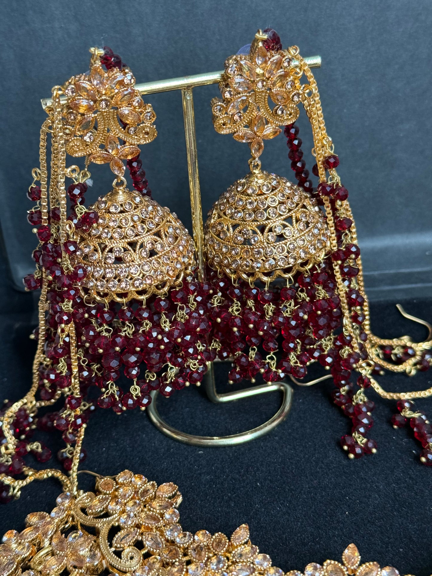 MAYA - Bridal set | includes Necklace with Mala, 2x hand pieces, Jhumar, Jhumke, Tikka and a FREE nose ring | for customisation DM us!