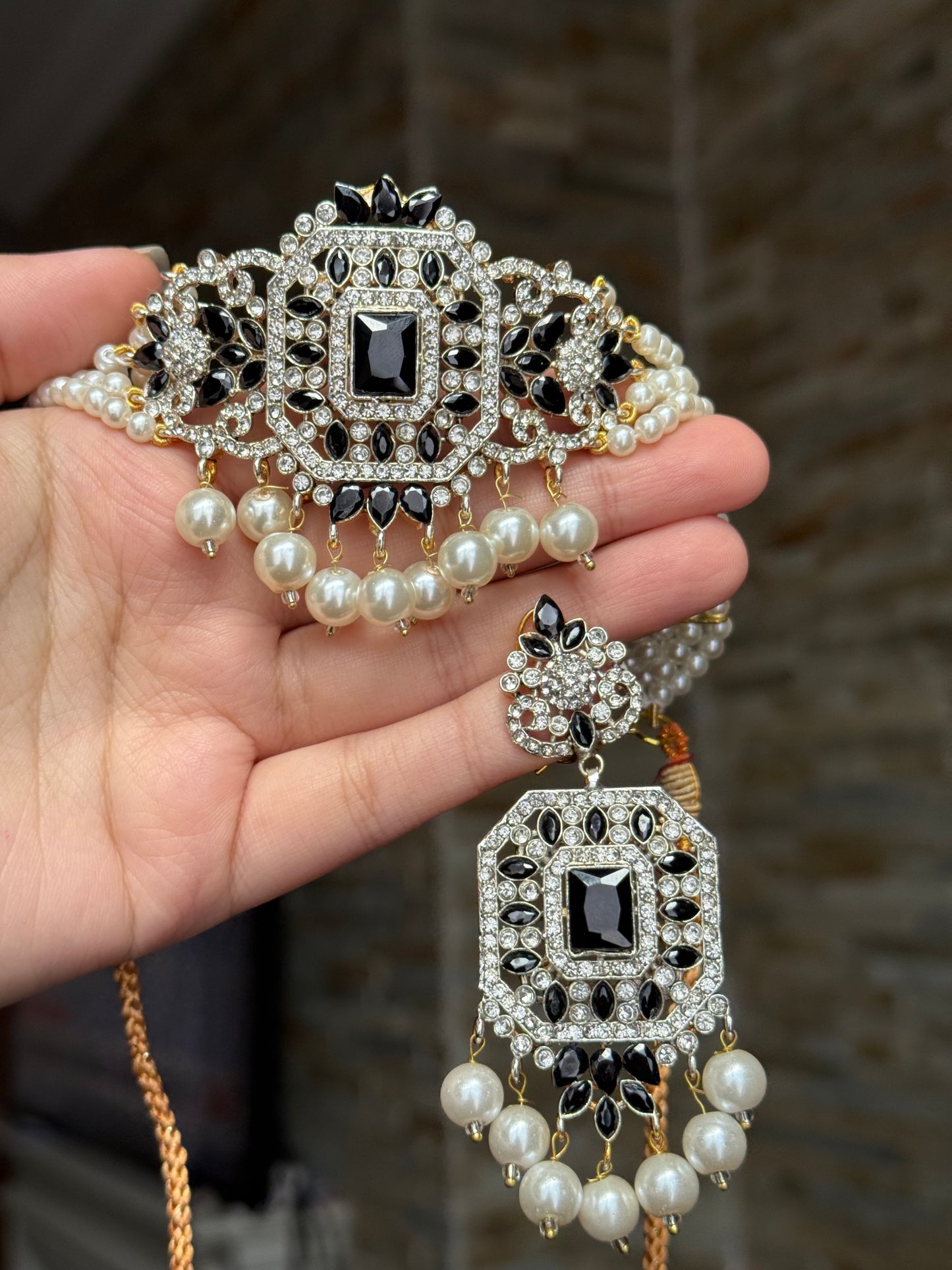 Rania - Choker set with earrings and tikka available in 10 colours