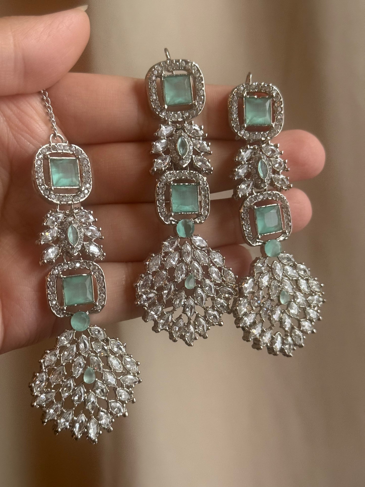 Rasha - AD necklace with earrings and tikka 5 colours available