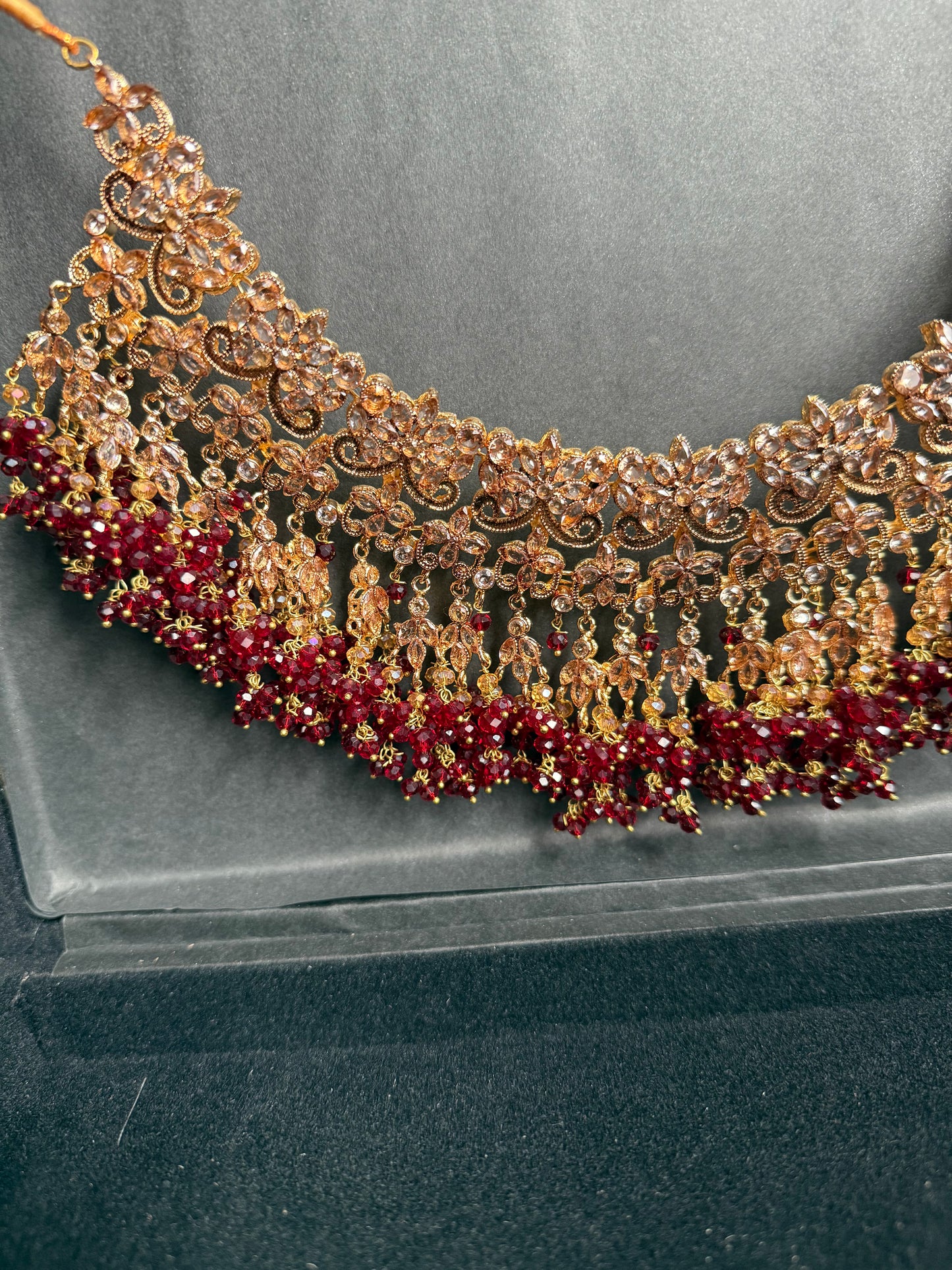 SAIYARA - Bridal set | includes Necklace with jhumar, jhumke, tikka and nose ring. Pakistani bridal jewellery