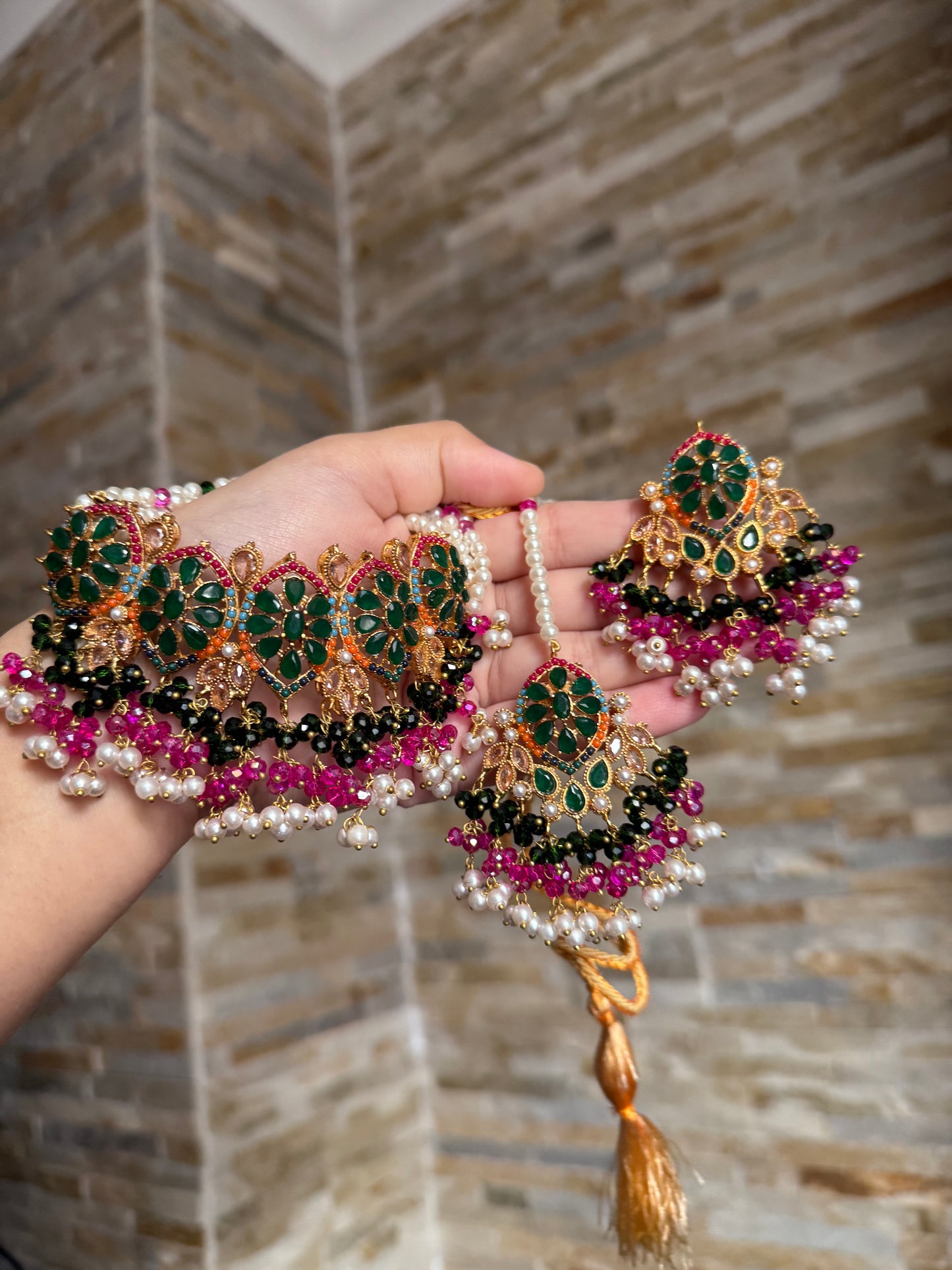 MARJAAN - Choker set with Earrings & Tikka | available in 10 colours