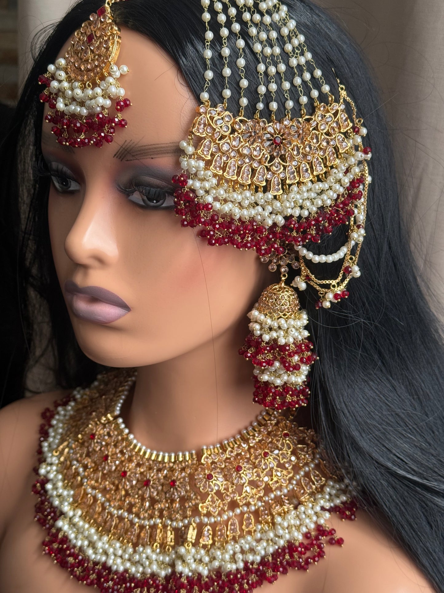 Naina - Heavy bridal set | Necklace with jhumar, jhumke and tikka