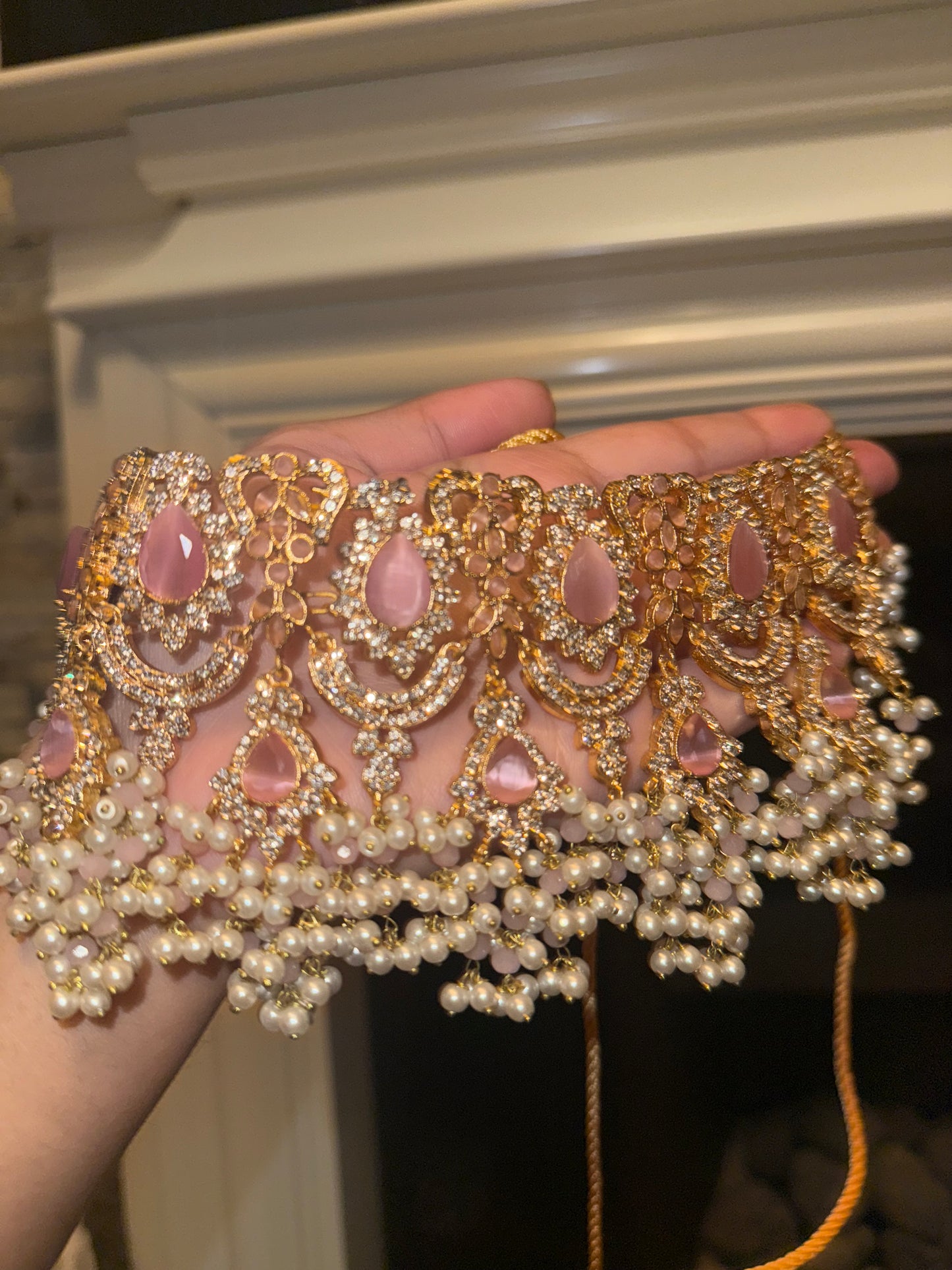 ANUSHAY - Bridal set | includes Necklace with jhumar, earrings and tikka | available in 4 colours
