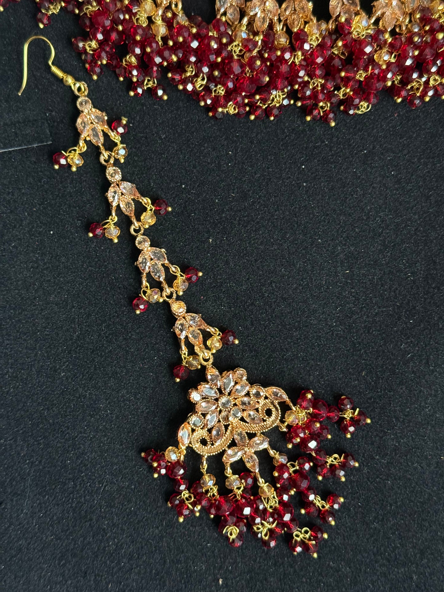 SAIYARA - Bridal set | includes Necklace with jhumar, jhumke, tikka and nose ring. Pakistani bridal jewellery