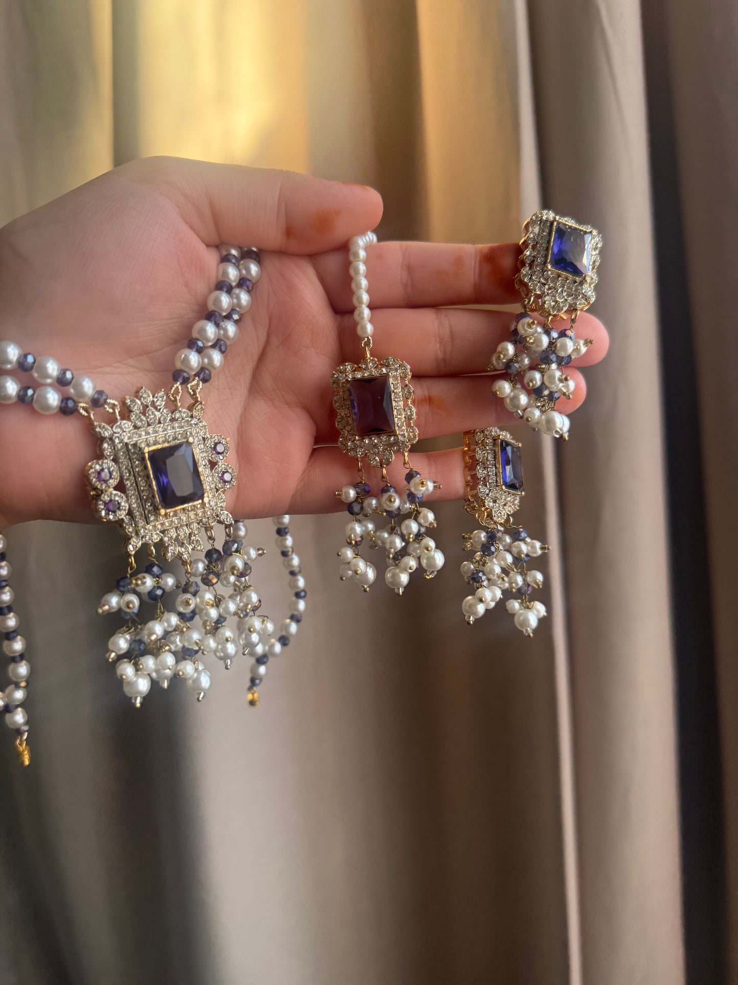 Erum - Mala set with Earrings & Tikka | Colours available
