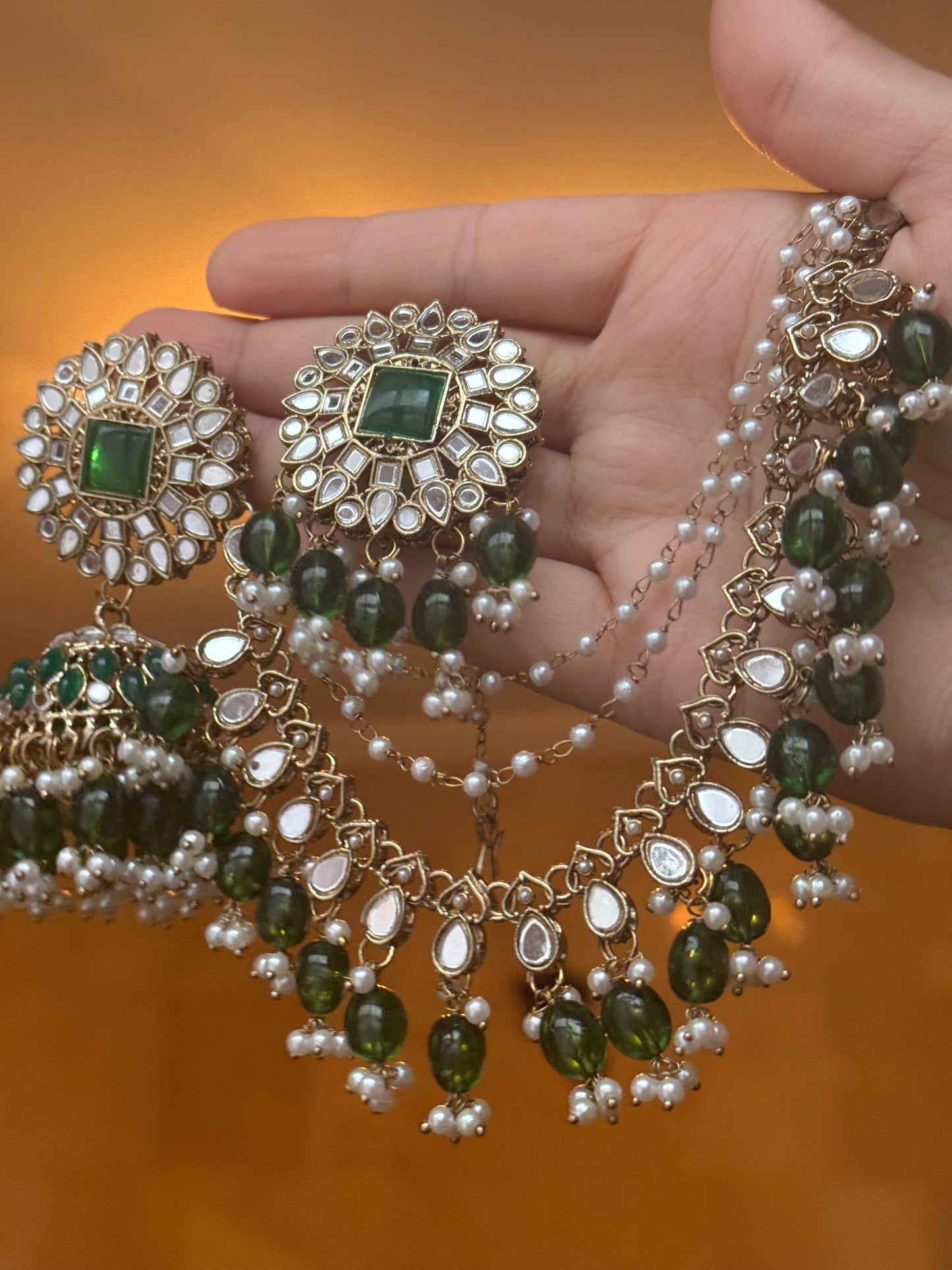 Rani - Bahubali Jhumke with tikka available in 9 colours