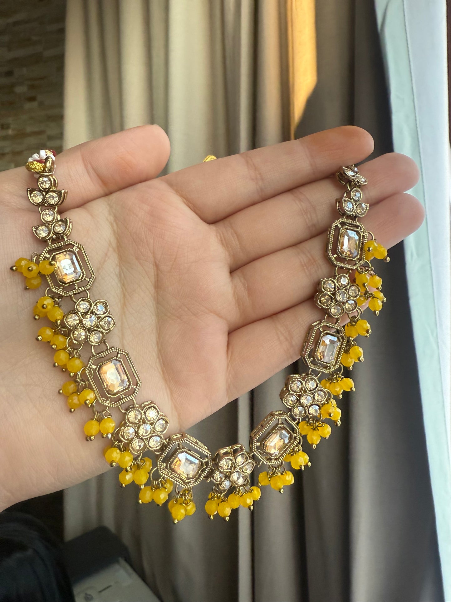 Marwa - Necklace set with jhumke and tikka available in 8 colours