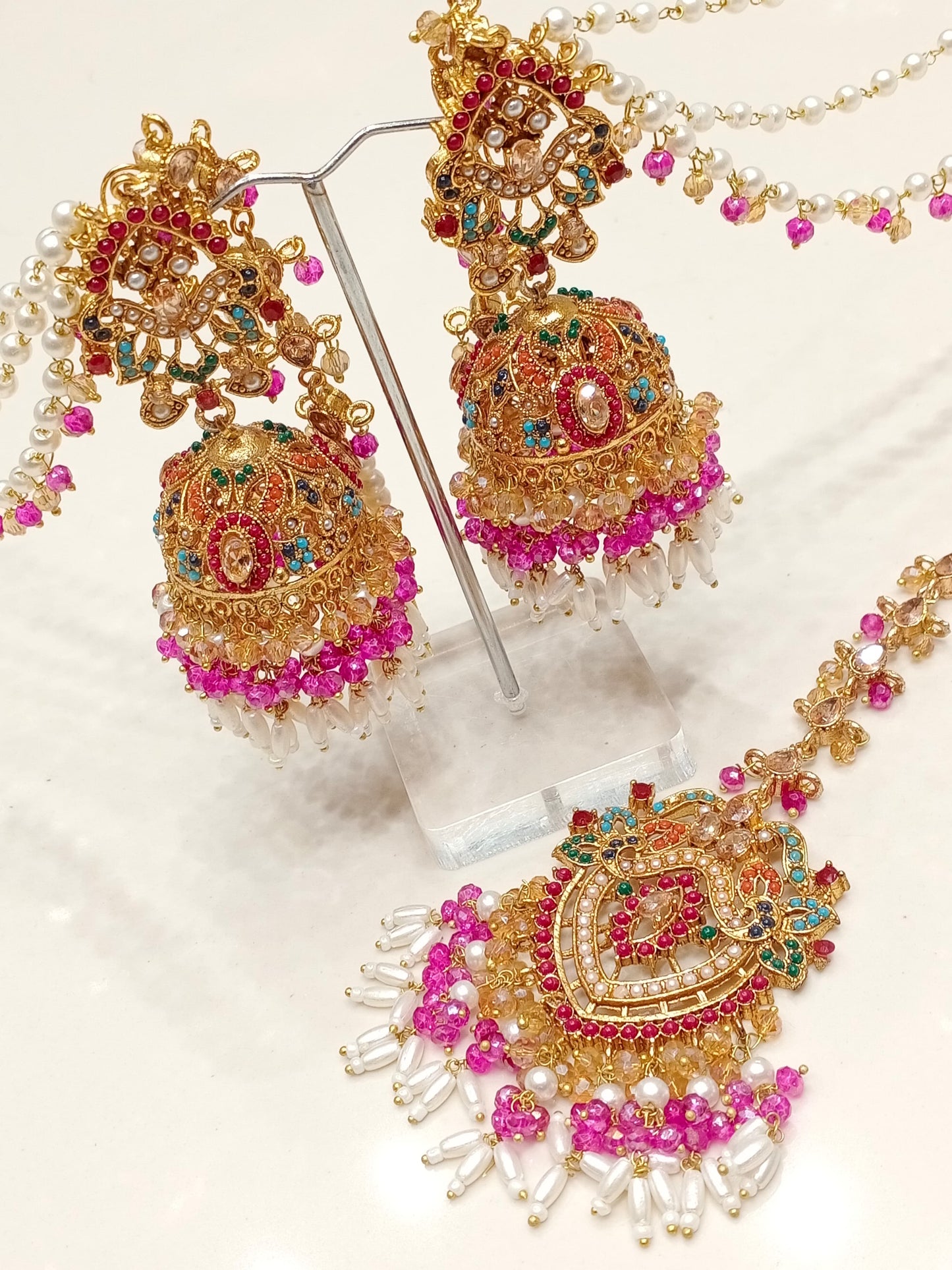 Aqsa - Jhumke Tikka set 8 colours available