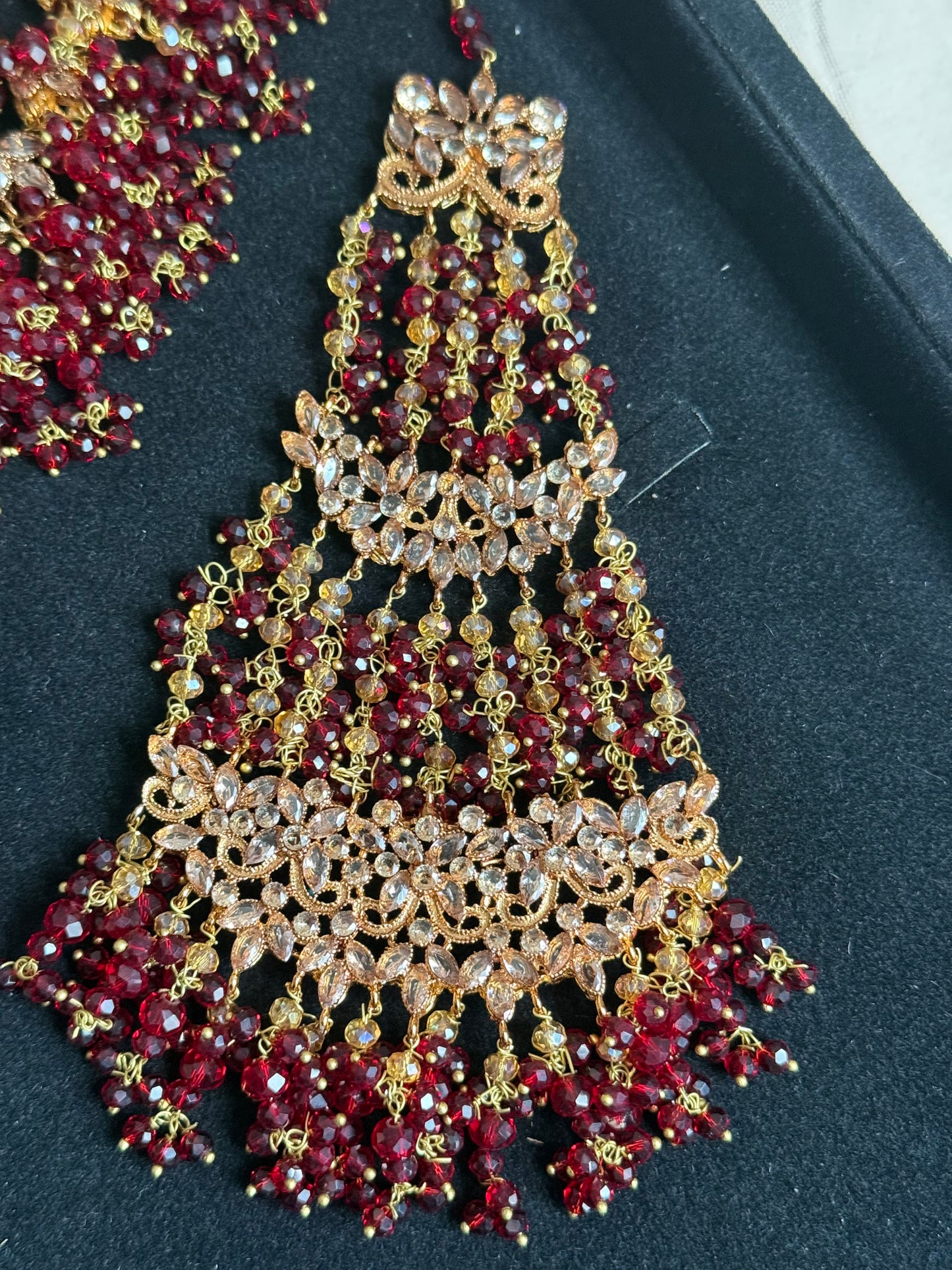 ALISHAY - Bridal set | includes Necklace with jhumar, jhumke, tikka and nose ring.
