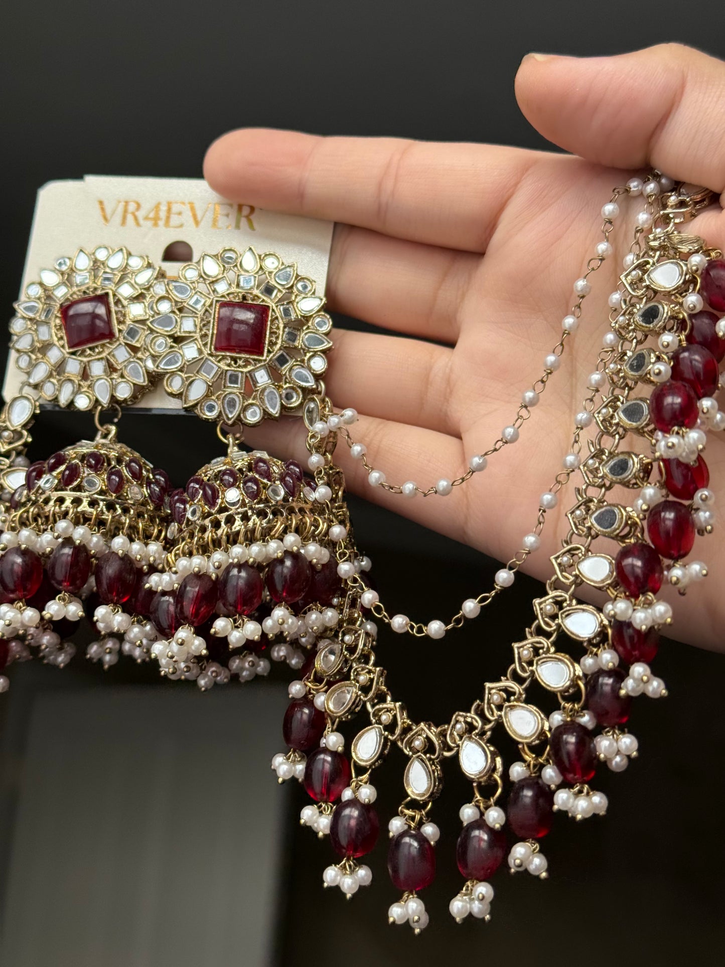 Rani - Bahubali Jhumke with tikka available in 9 colours