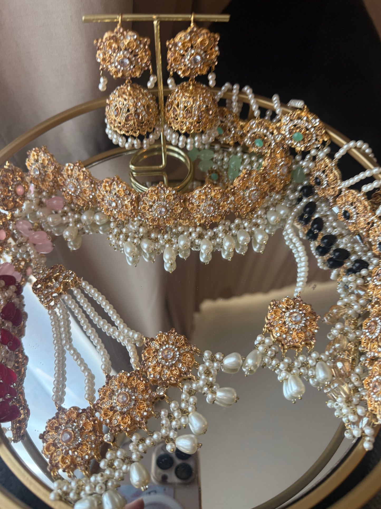 Rakshi - choker with jhumar jhumke & tikka 6 colours available
