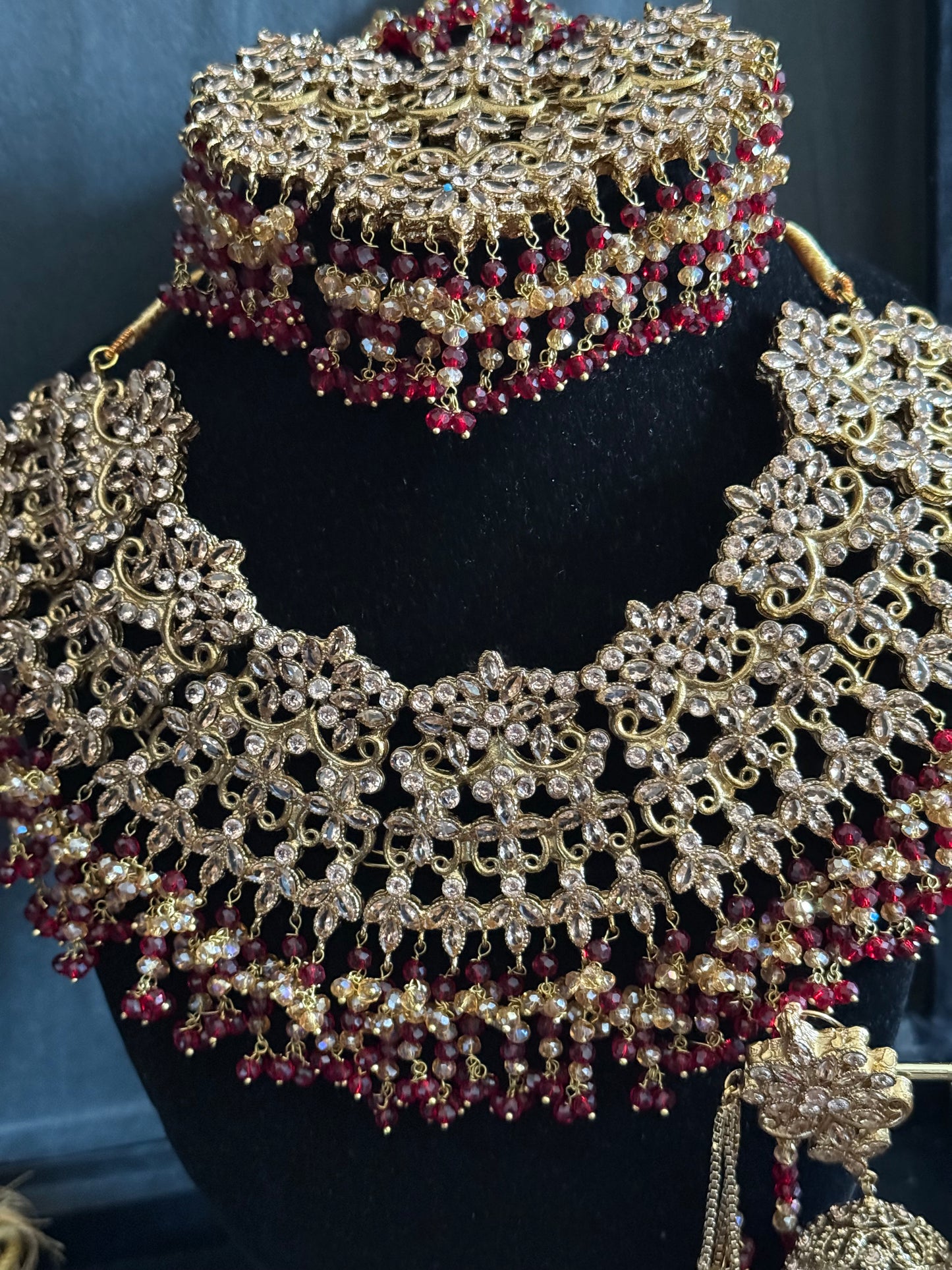 ALAYA - bridal set with mala | includes: necklace, mala, jhumar, jhumke, tikka & nose ring