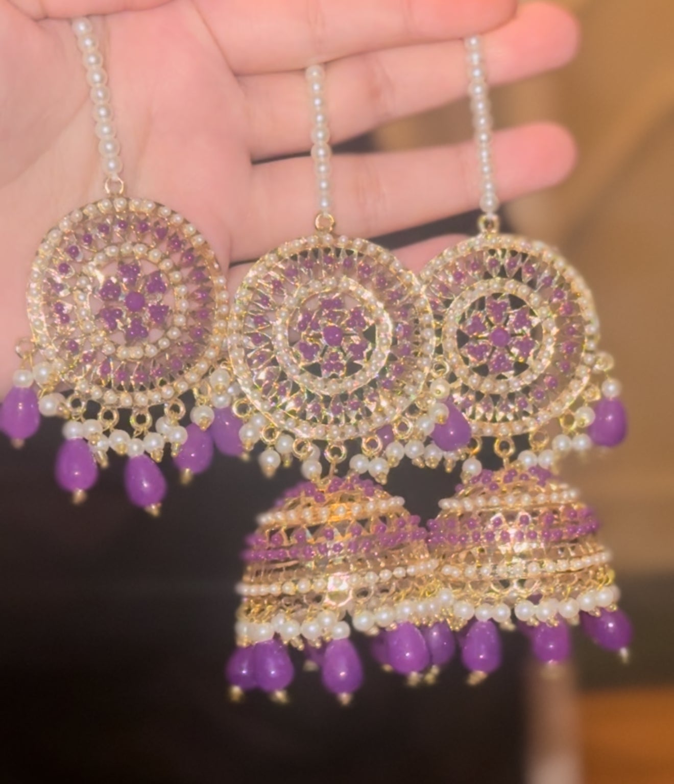 Raha - One-line sahara jhumke with tikka | 16 colours available
