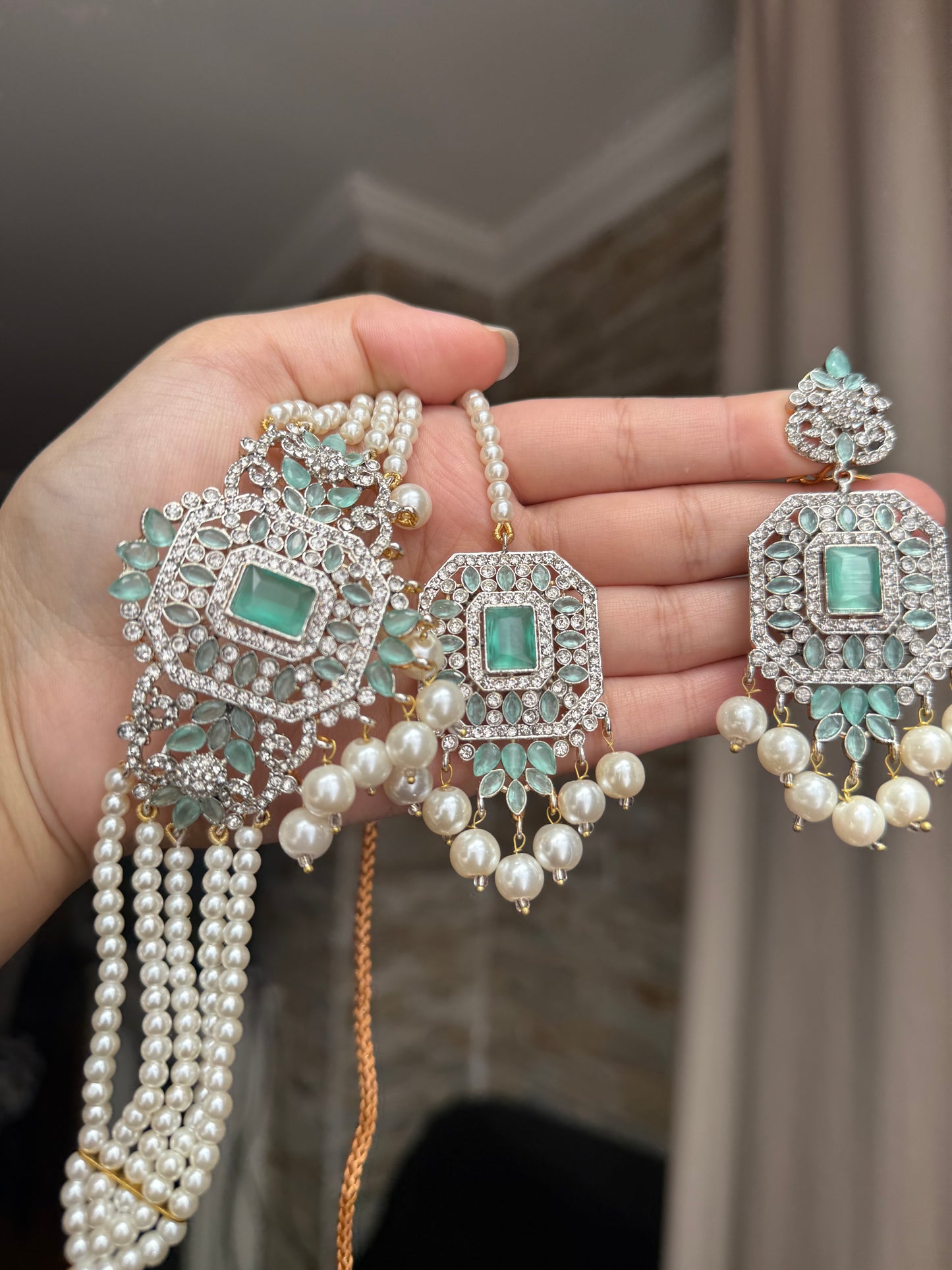 Rania - Choker set with earrings and tikka available in 10 colours